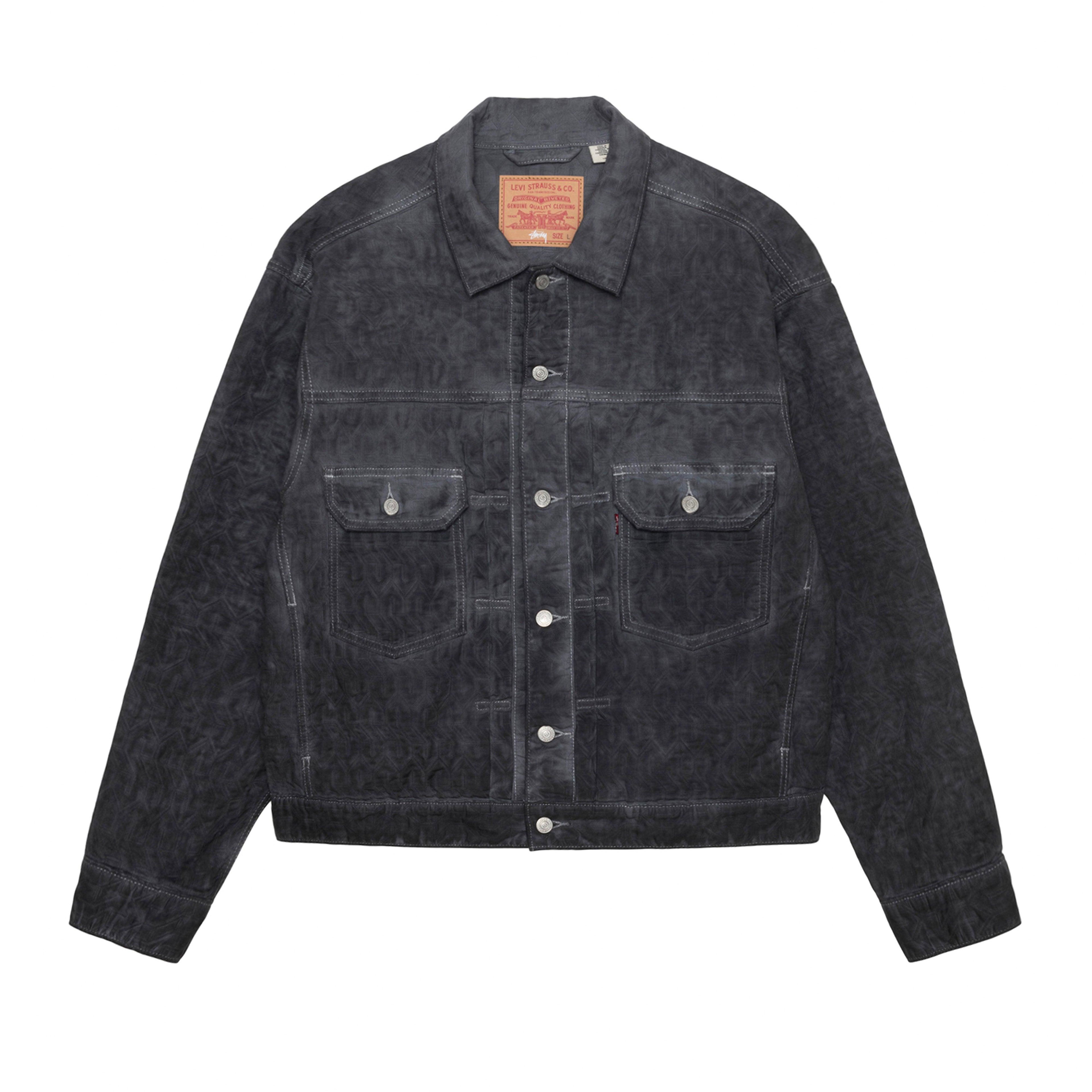 Stüssy - Men's Dyed Jacquard Trucker Jacket - (Black) by STUSSY