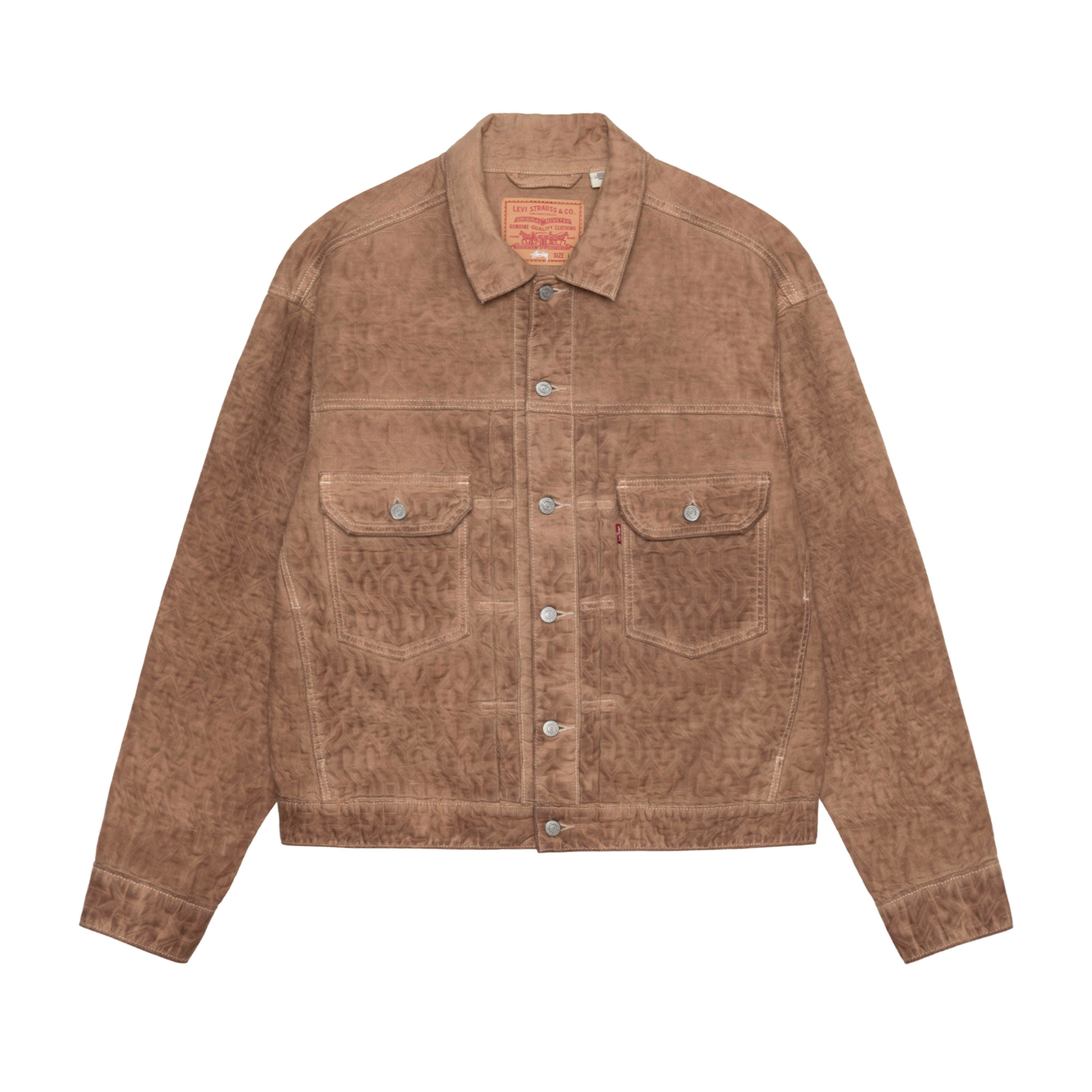 Stüssy - Men's Dyed Jacquard Trucker Jacket - (Brown) by STUSSY