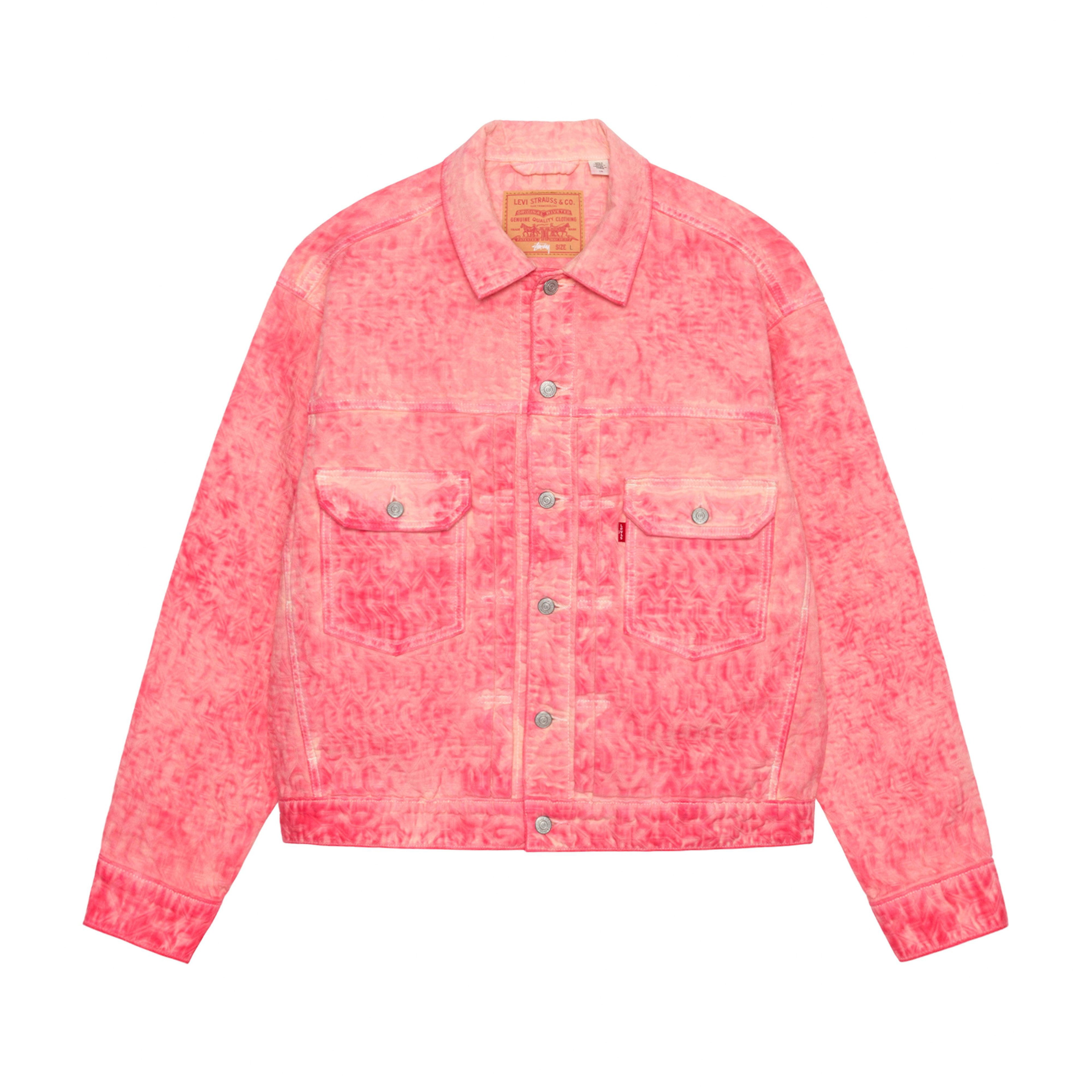 Stüssy - Men's Dyed Jacquard Trucker Jacket - (Pink) by STUSSY