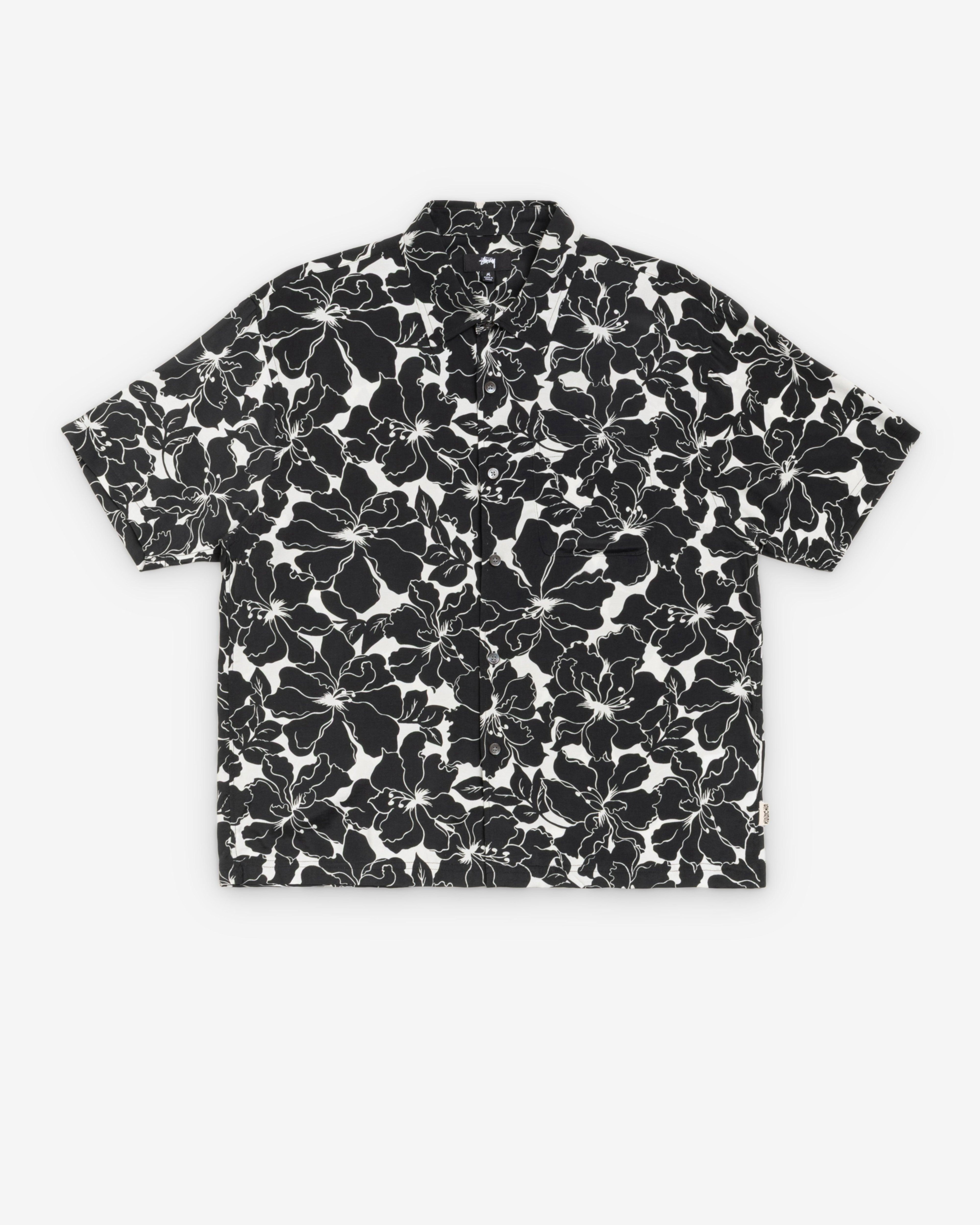 Stüssy - Men's Floral Hawaiian Shirt - (Black) by STUSSY