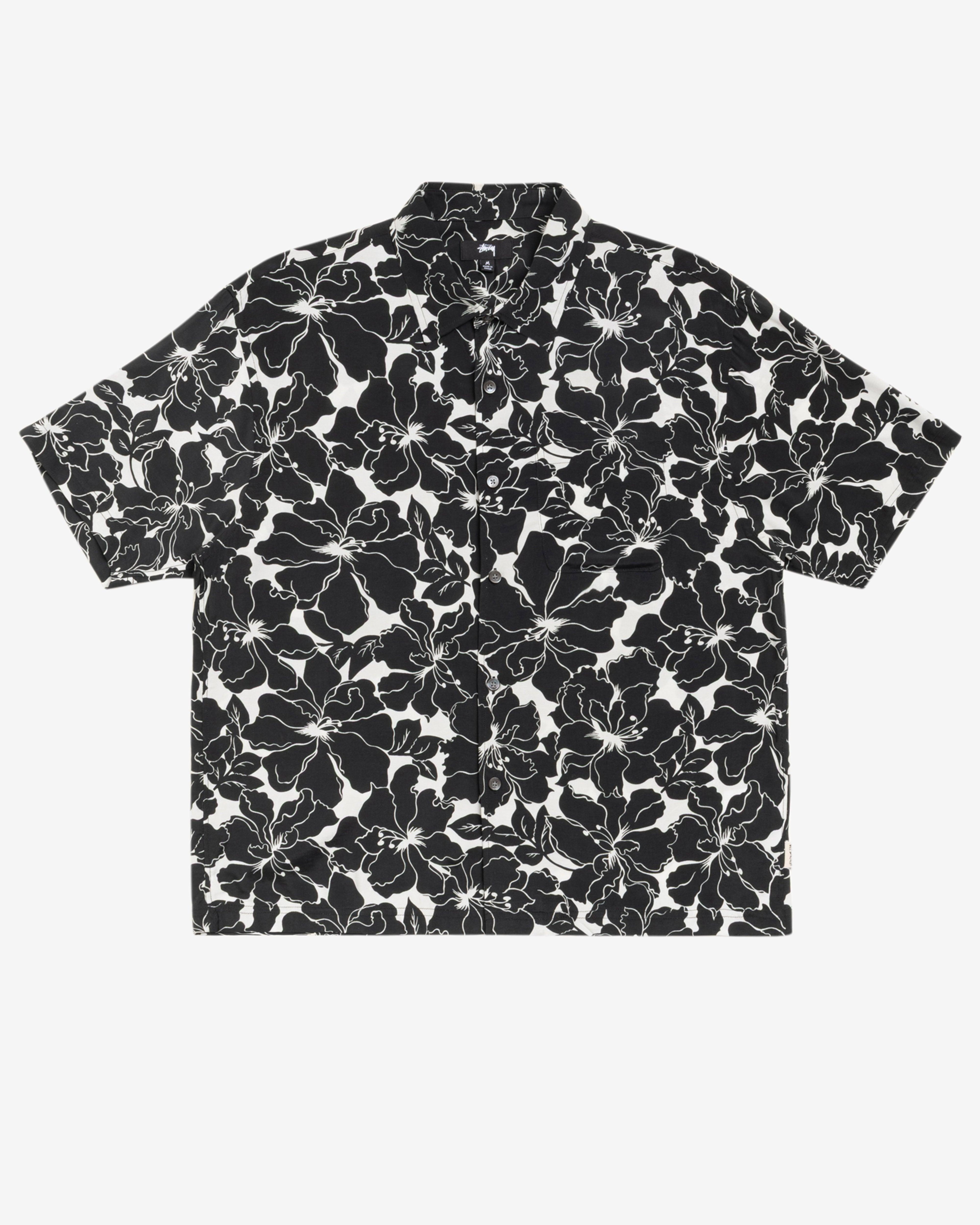 Stüssy - Men's Floral Hawaiian Shirt - (Black) by STUSSY