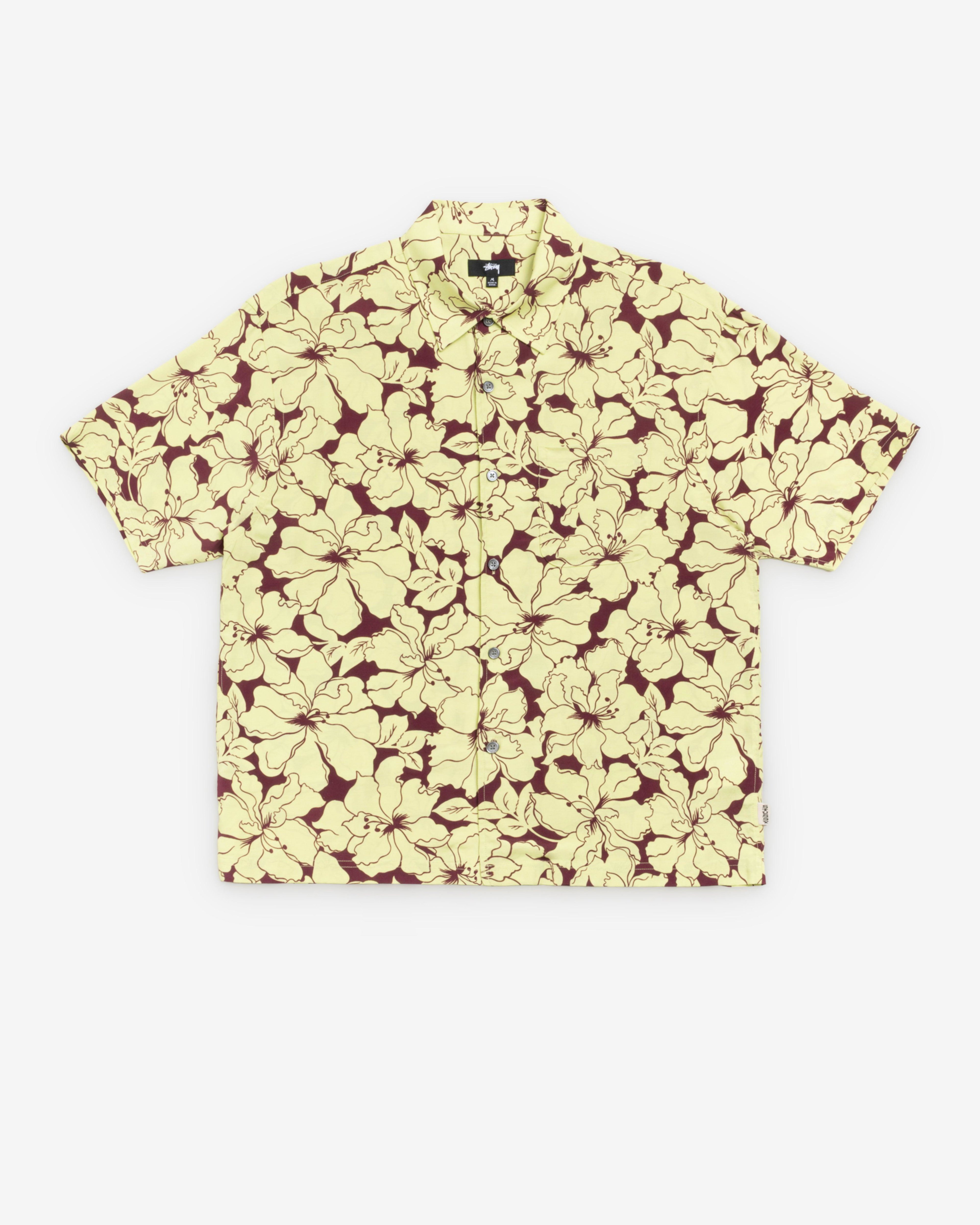 Stüssy - Men's Floral Hawaiian Shirt - (Lime) by STUSSY