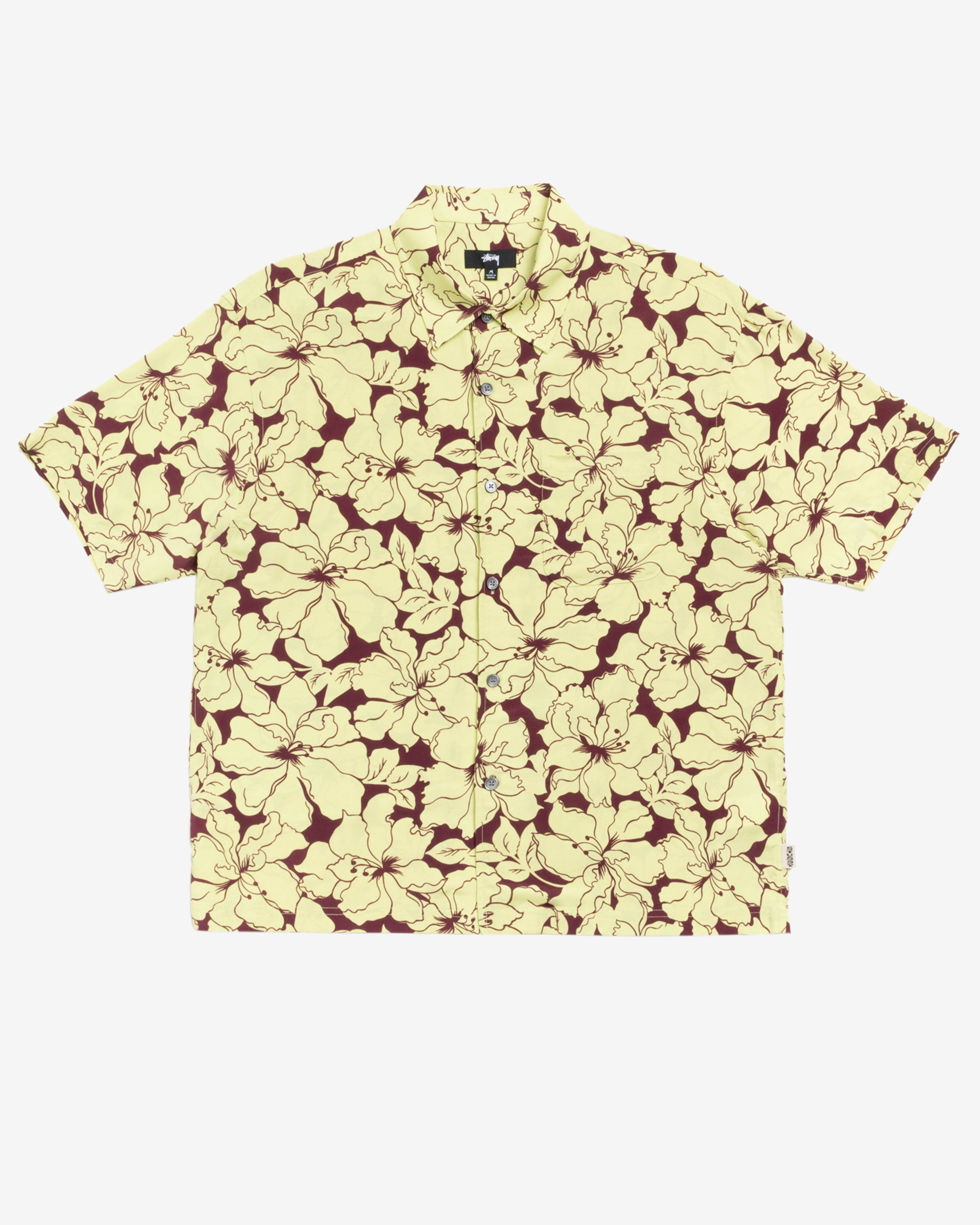 Stüssy - Men's Floral Hawaiian Shirt - (Lime) by STUSSY