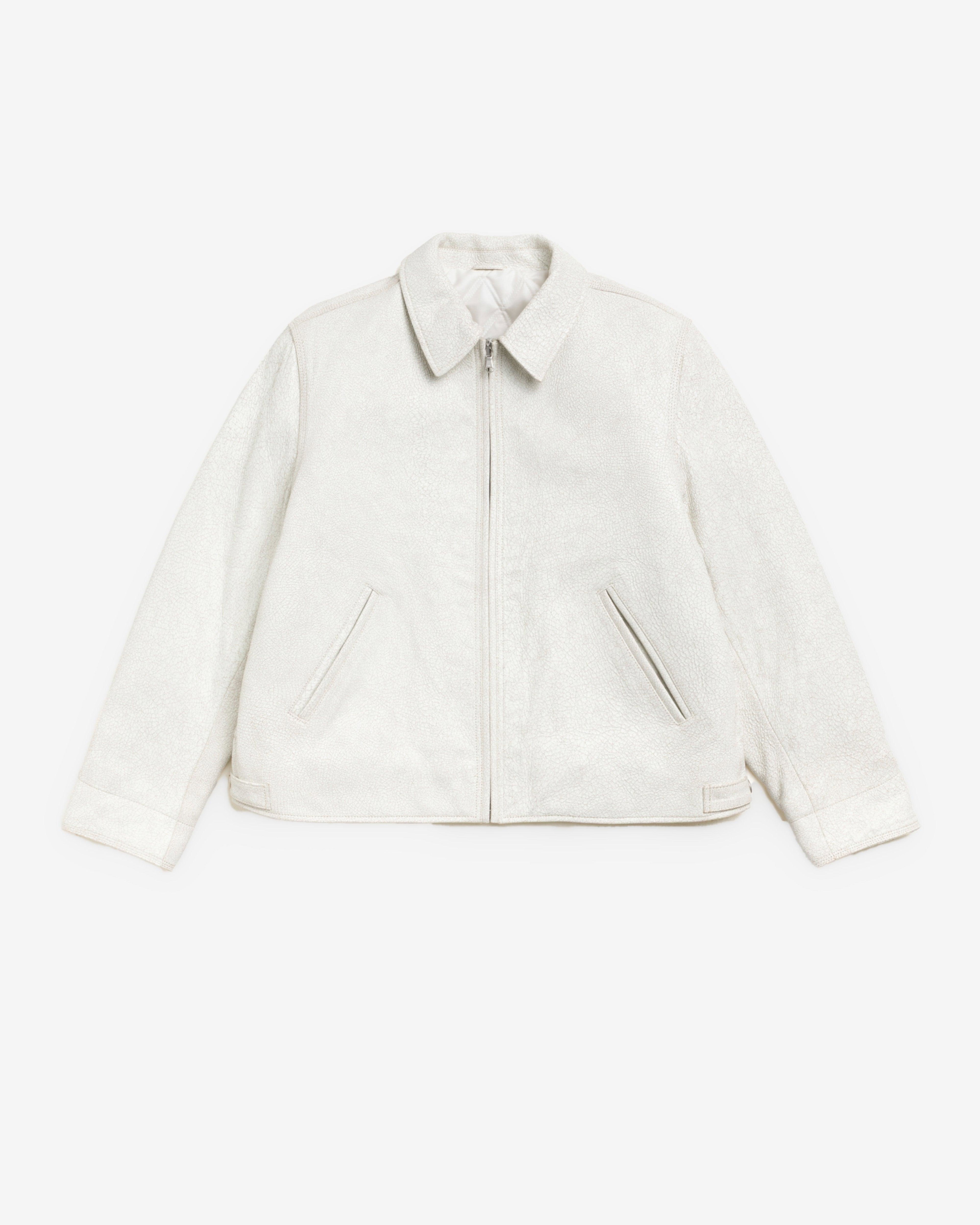 Stüssy - Men's Garage Jacket Cracked Leather -  (White) by STUSSY