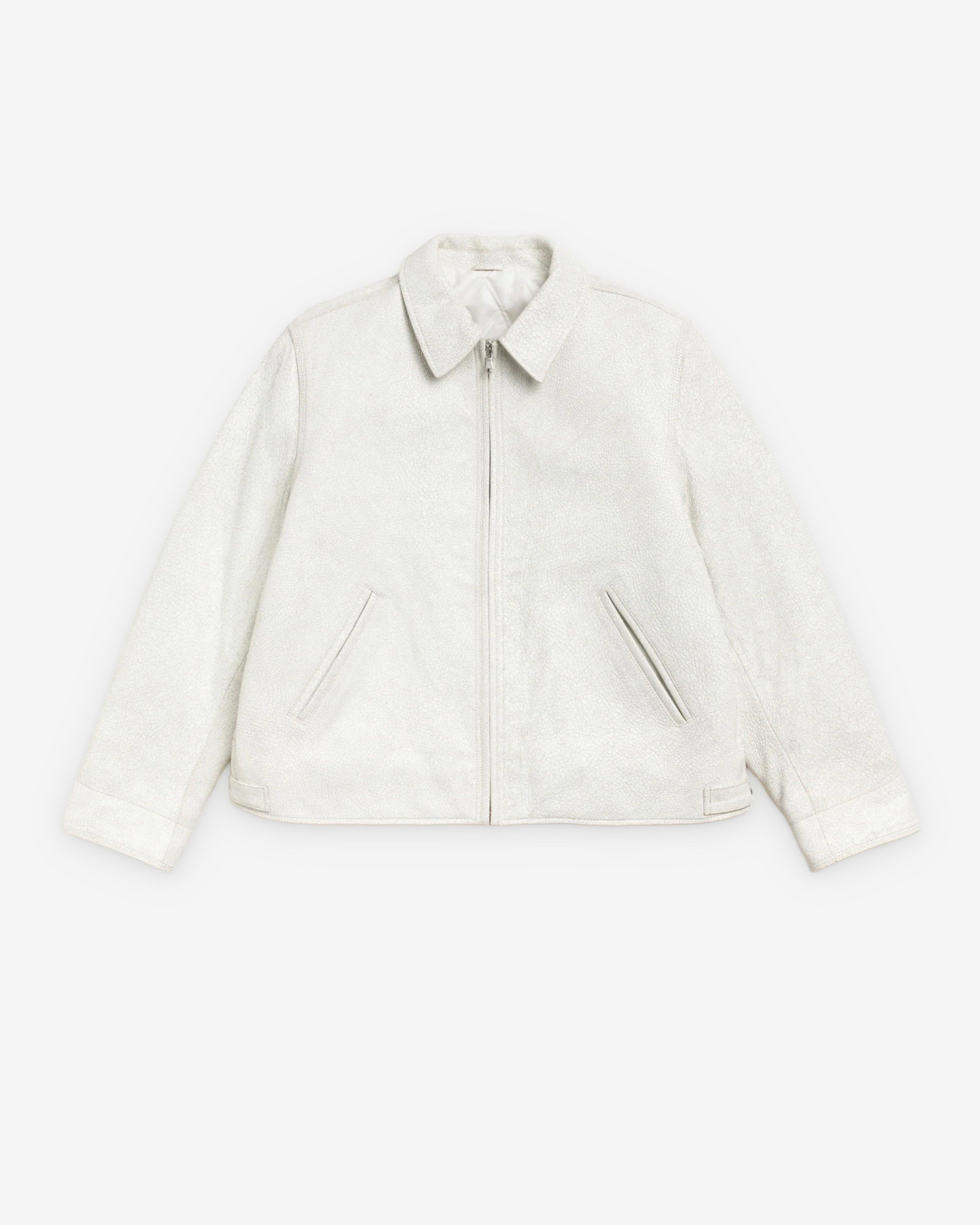 Stüssy - Men's Garage Jacket Cracked Leather - (White) by STUSSY