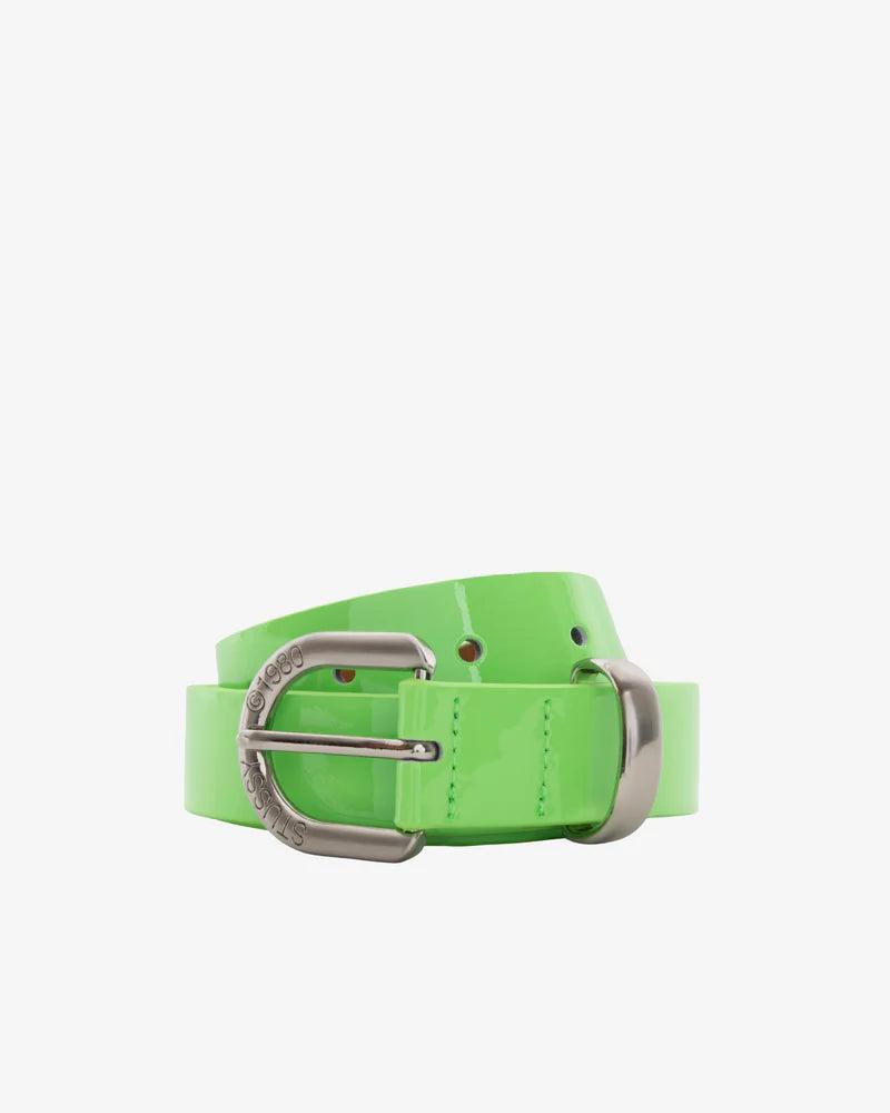 Stüssy - Men's Patent Leather Belt - (Neon Green) by STUSSY