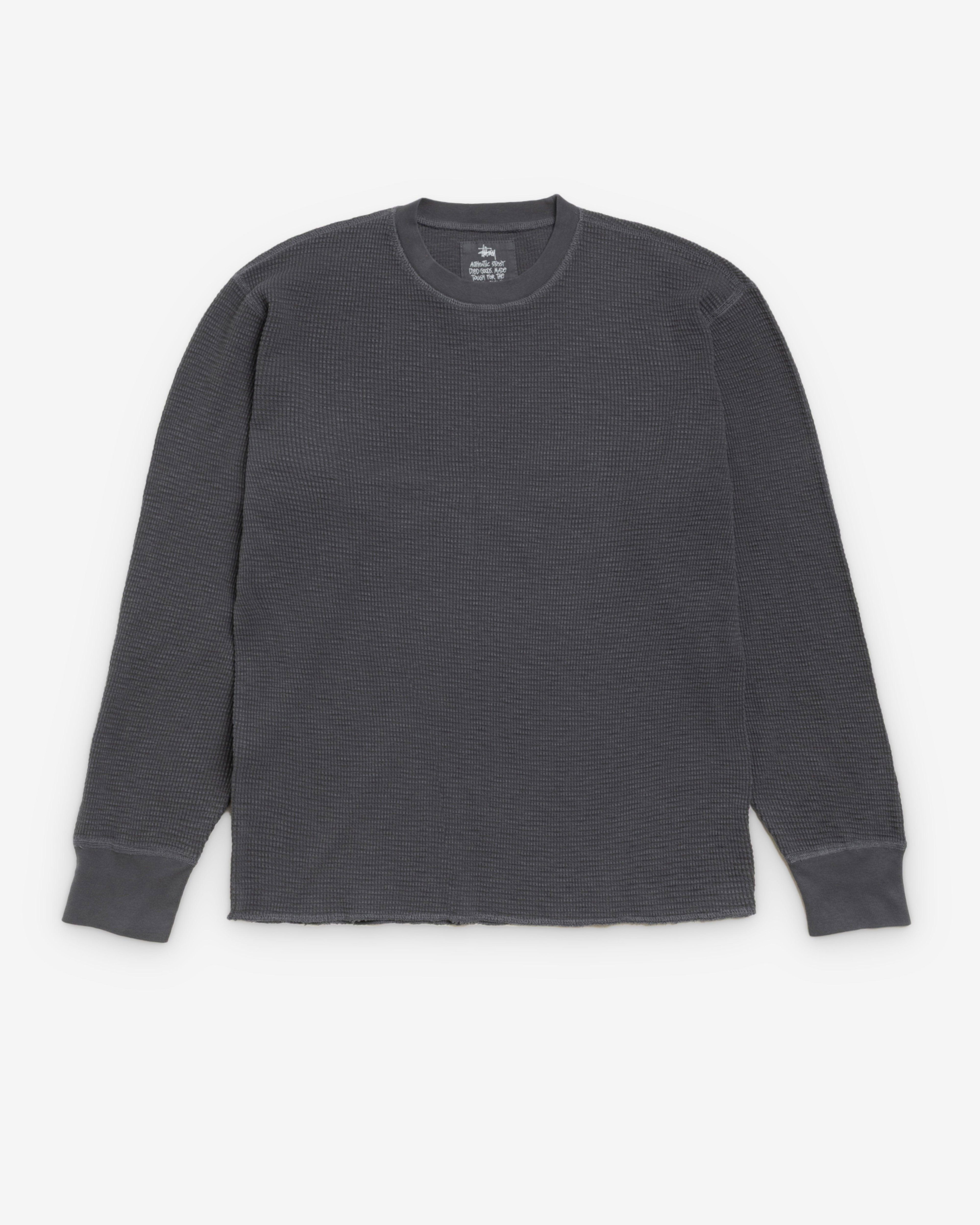 Stüssy - Men's Pigment Dyed Long Sleeve Thermal - (Faded Black) by STUSSY