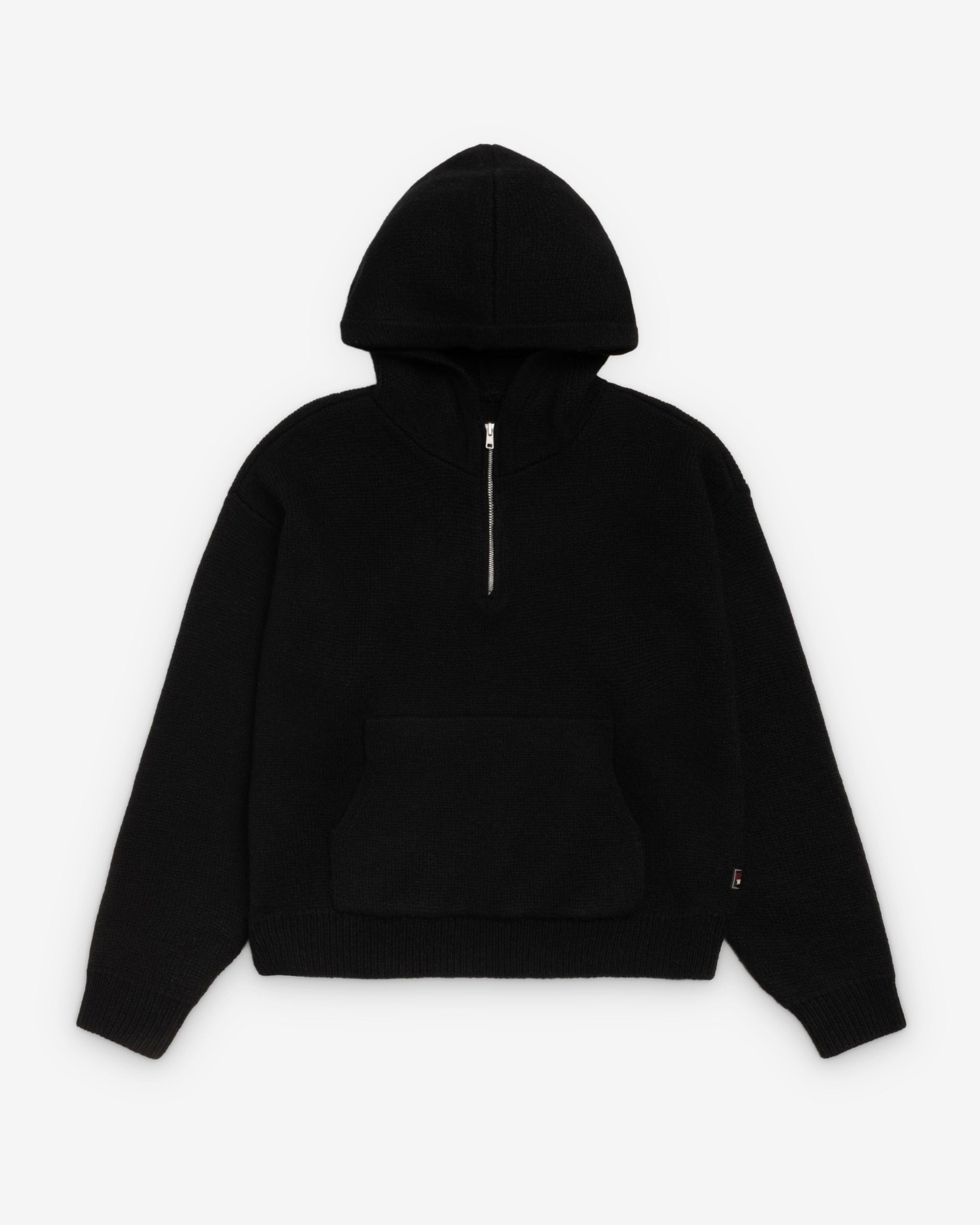 Stüssy - Men's Quarter Zip Sweater Hoodie - (Black) by STUSSY