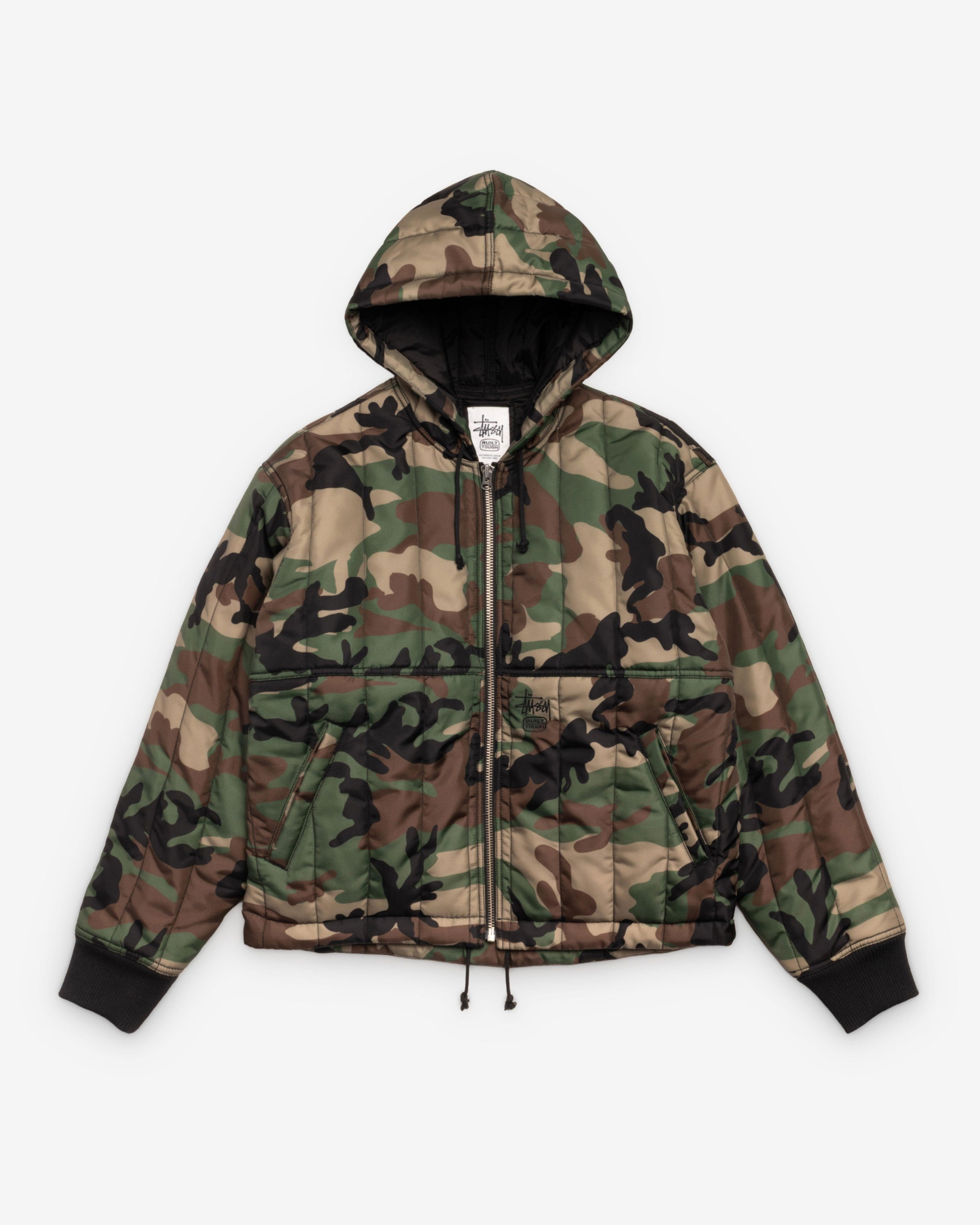 Stüssy - Men's Quilted Nylon Work Jacket - (Woodland Camo) by STUSSY