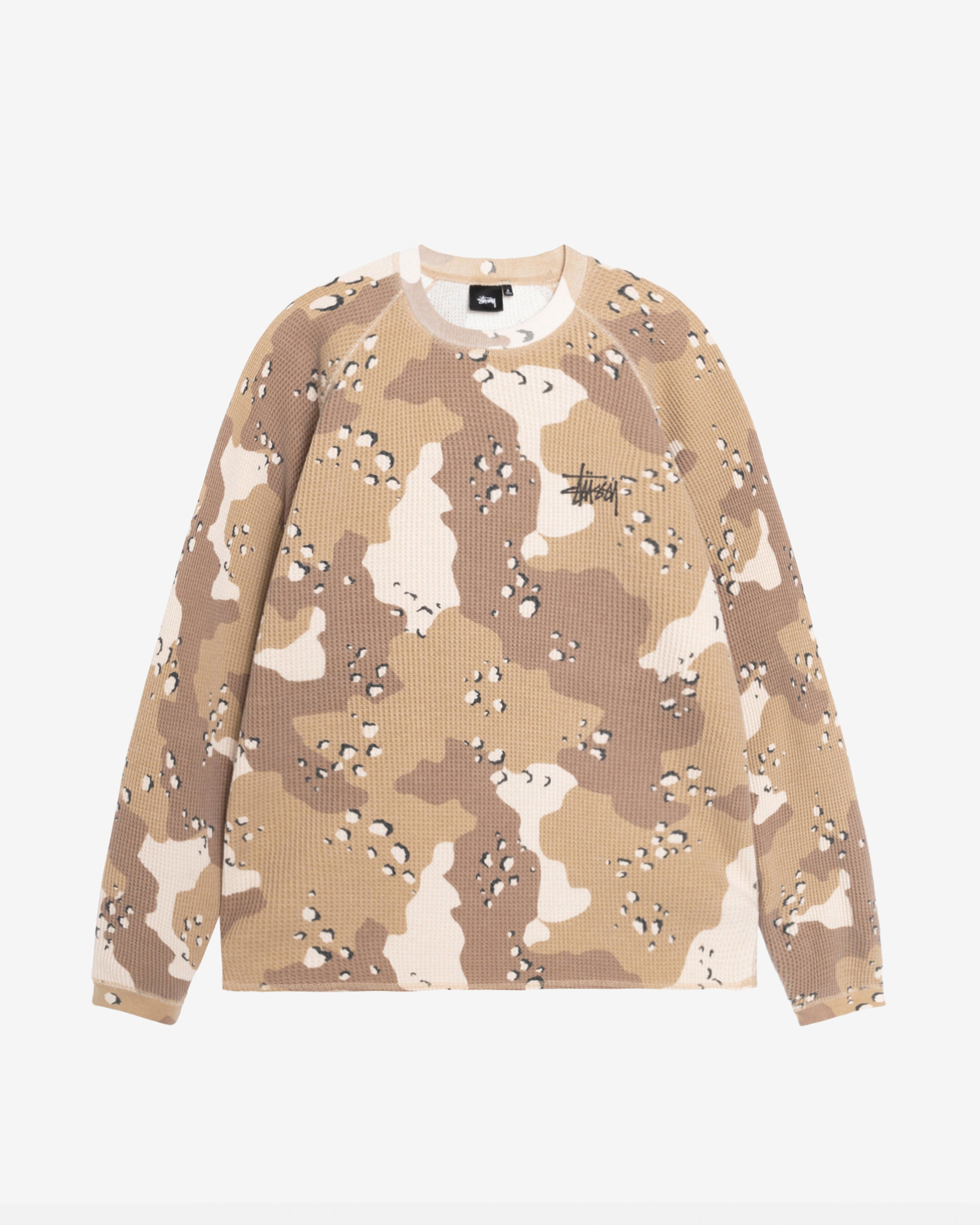 Stüssy - Men's Raglan Thermal Long Sleeve Crew - (Desert Camo) by STUSSY