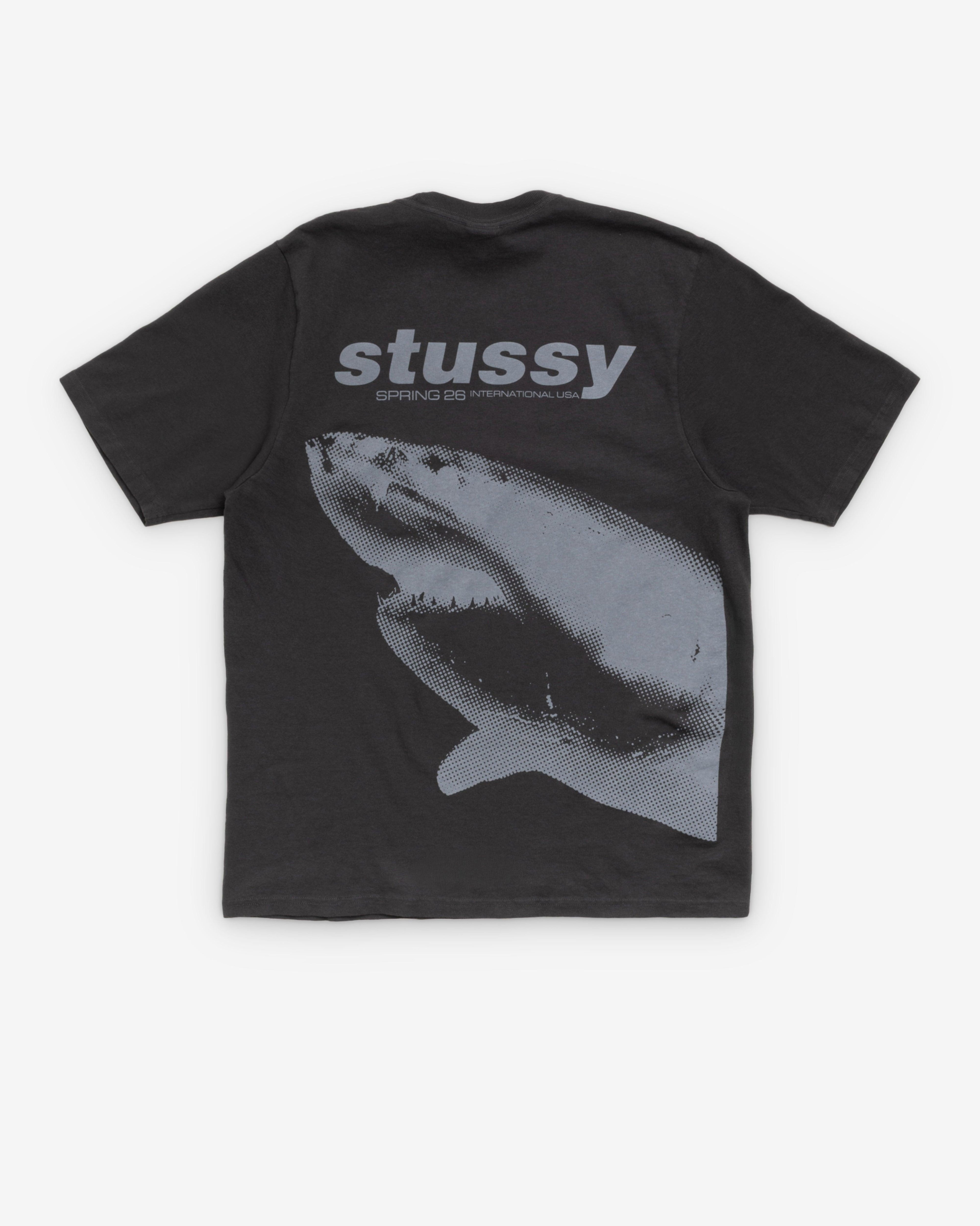 Stüssy - Men's Shark Pig. Dyed Tee - (Faded Black) by STUSSY