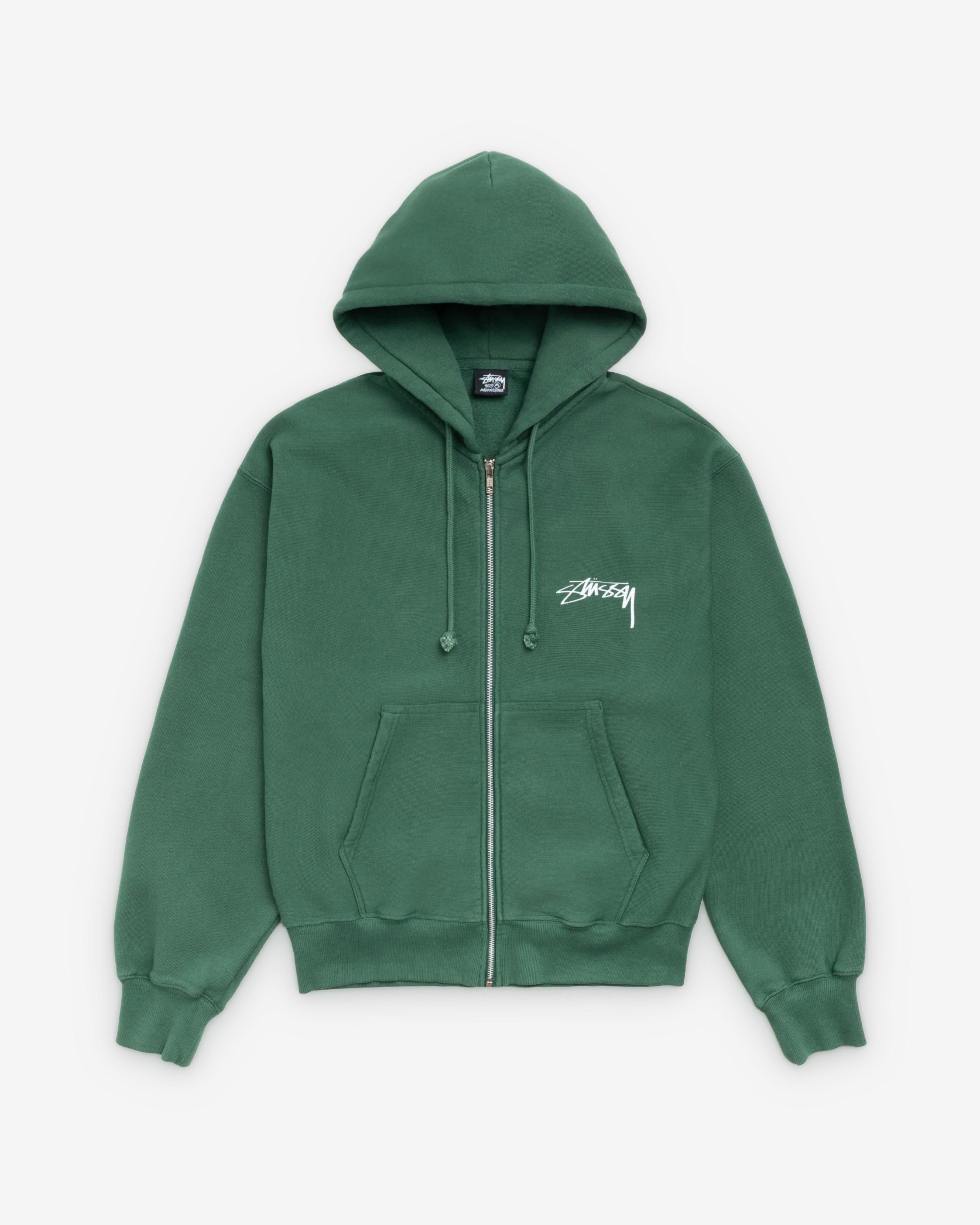 Stüssy - Men's Skate Stack Garment Dyed Zip Hood - (Pine) by STUSSY