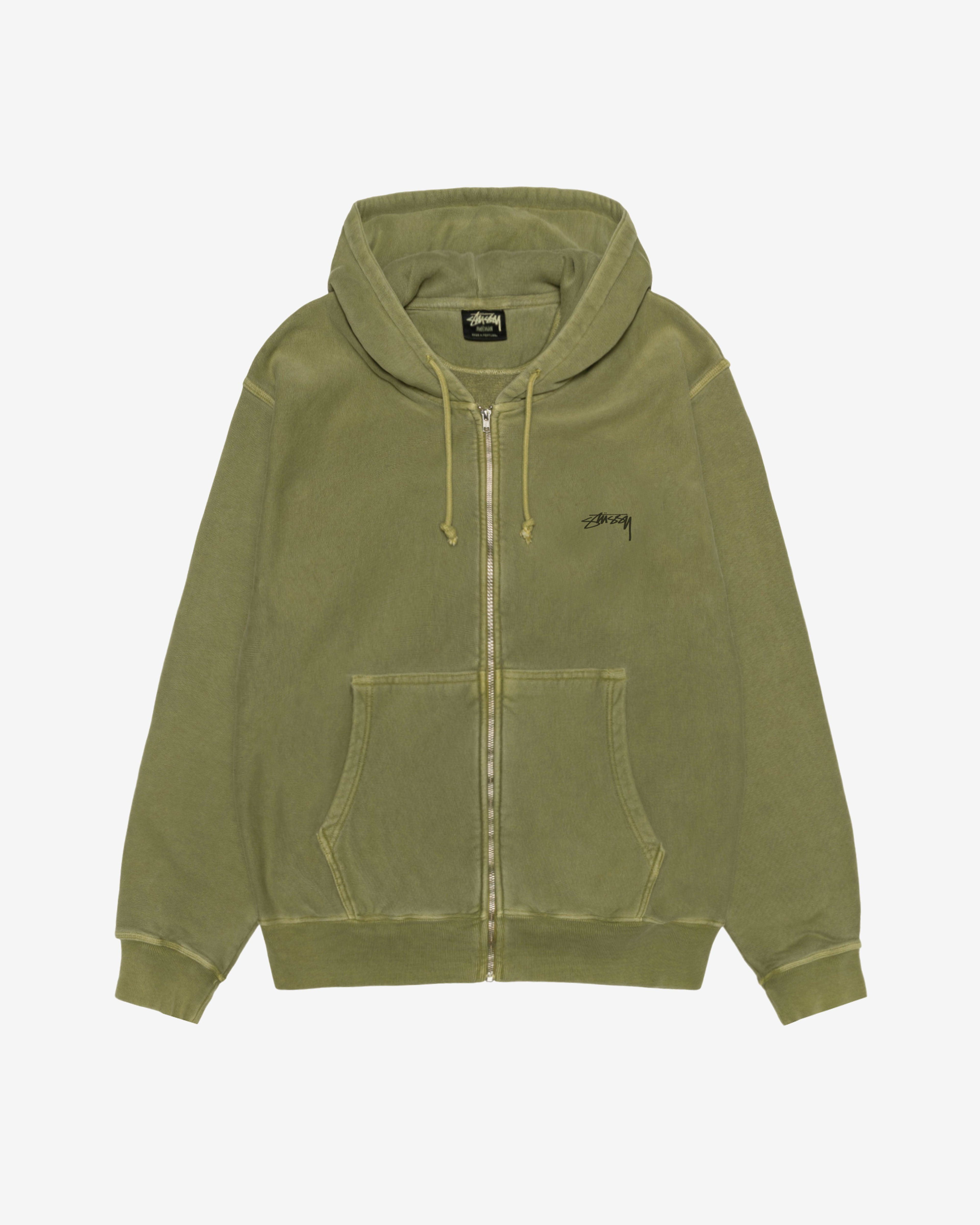 Stüssy - Men's Smooth Stock Pig Dyed Zip Hoodie - (Olive) by STUSSY