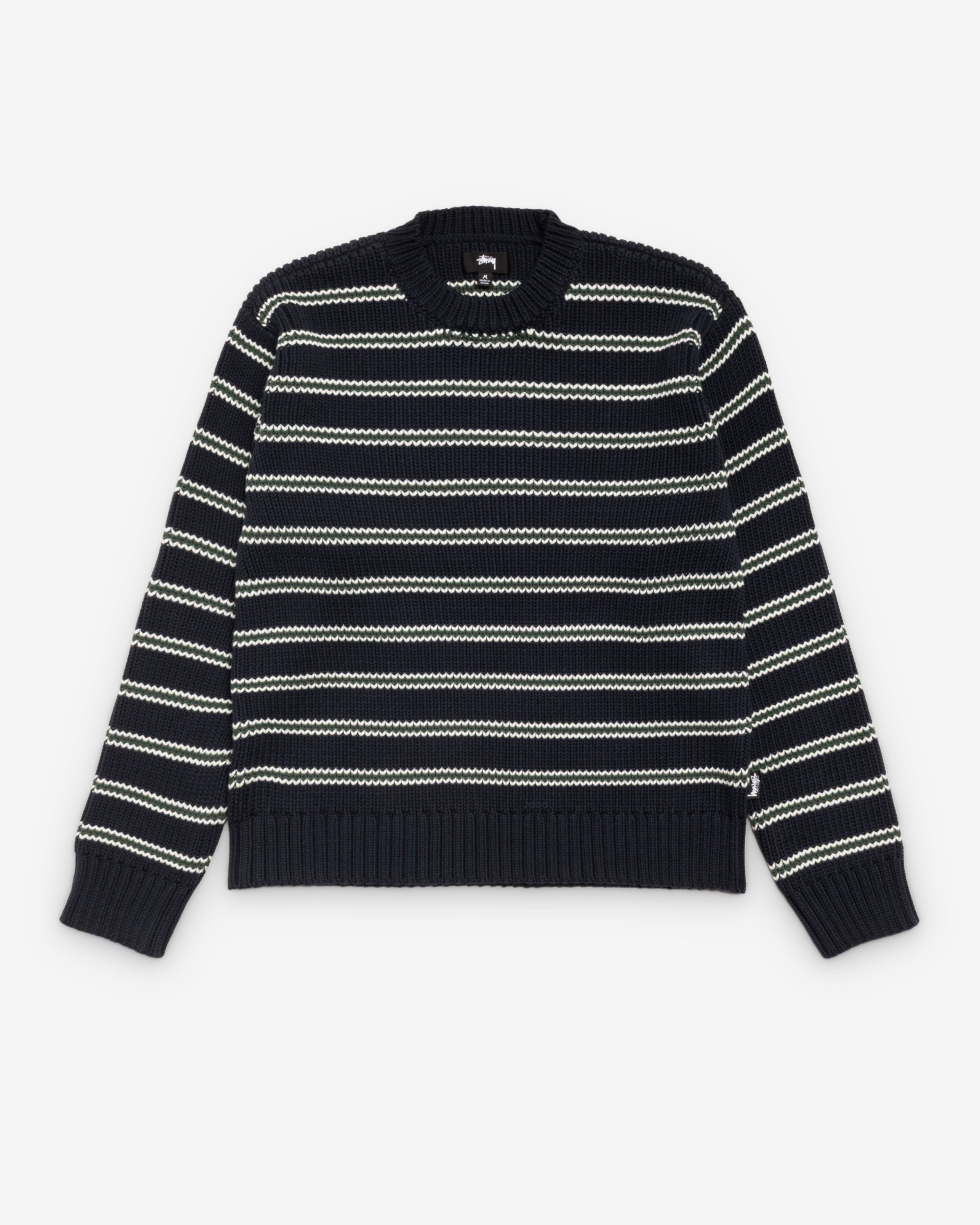 Stüssy - Men's Stripe Knit Crew - (Ocean) by STUSSY