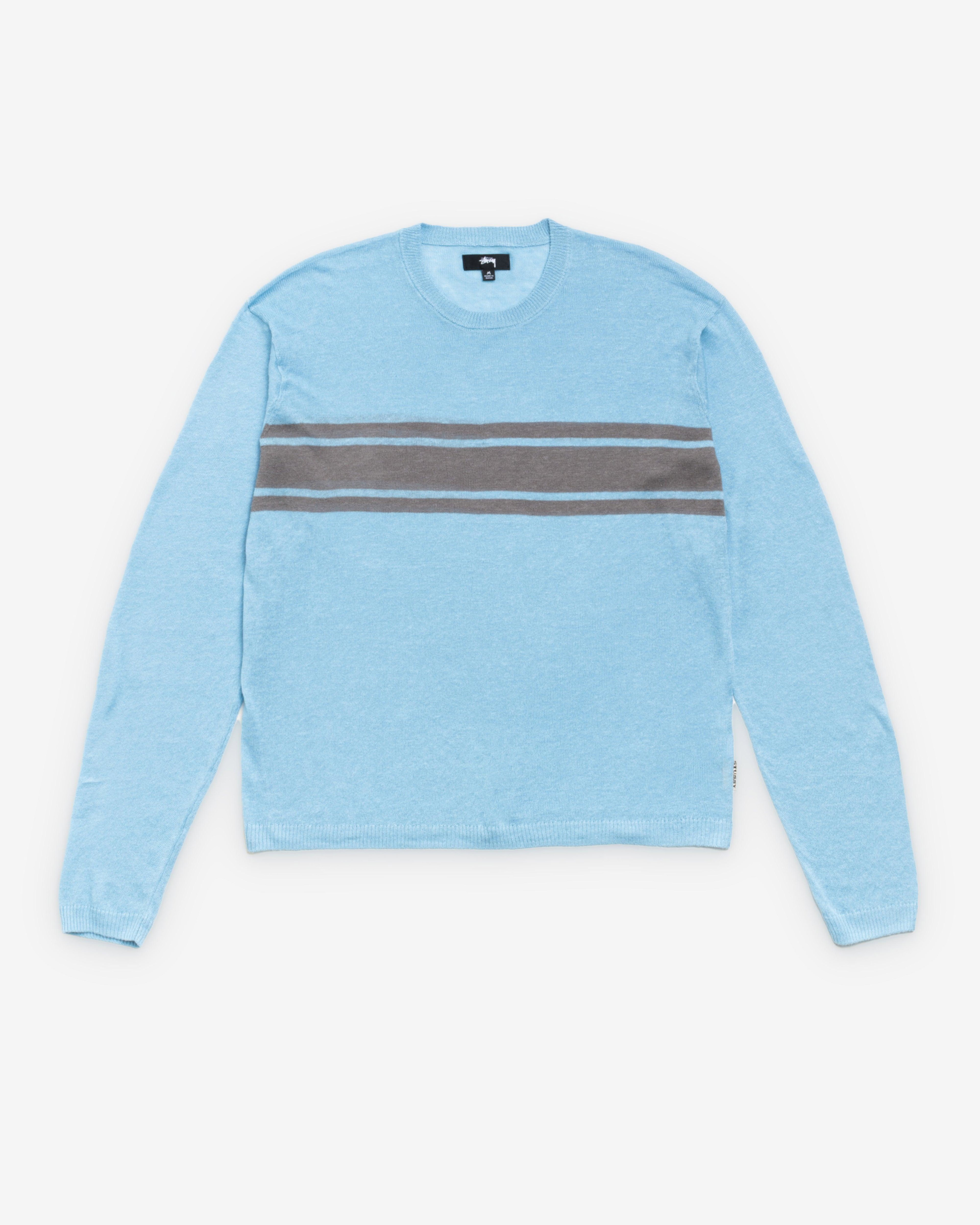 Stüssy - Men's Striped Long Sleeve Sweater - (Blue) by STUSSY