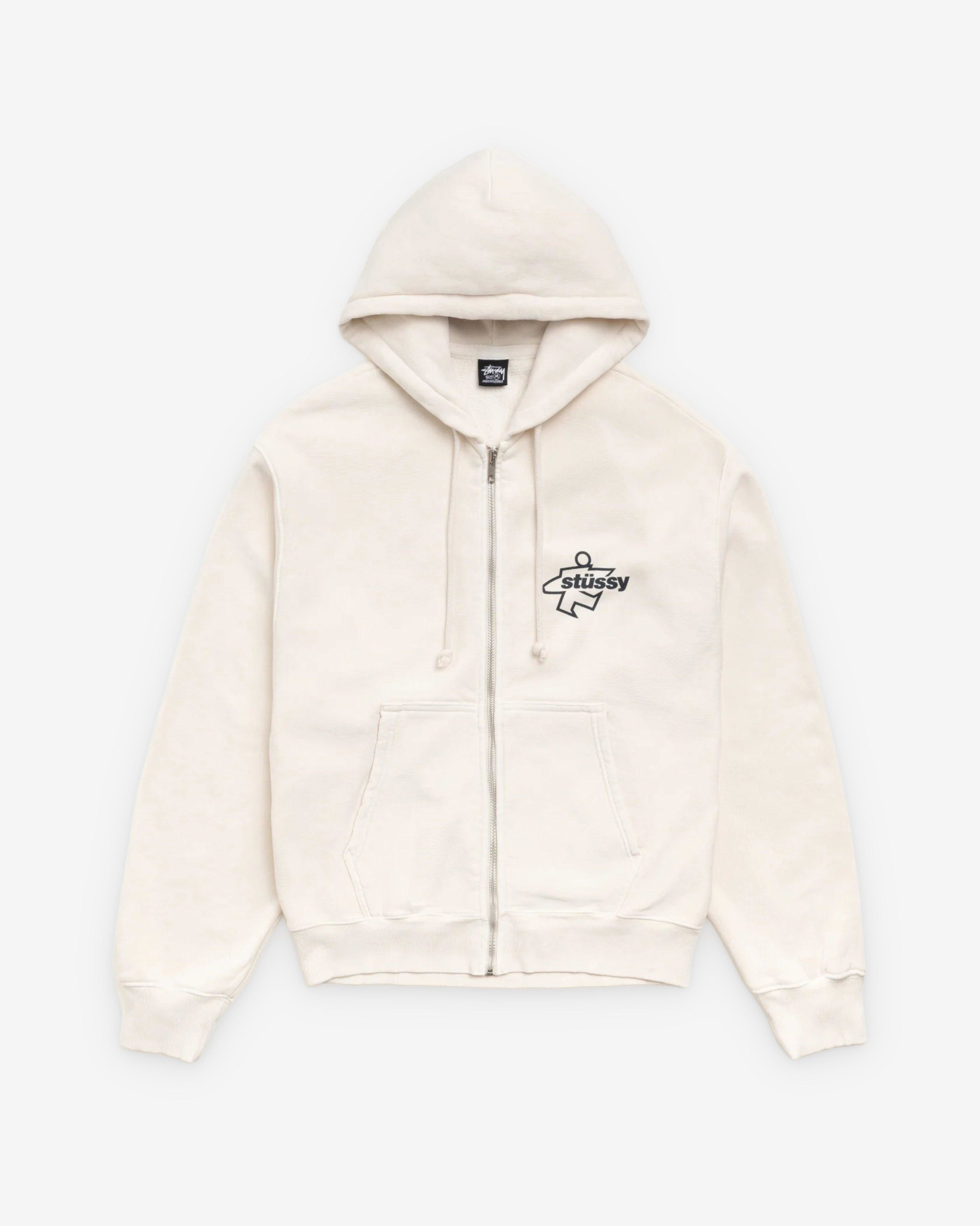 Stüssy - Men's Surf Size Garment Dyed Zip Hood - (Bone) by STUSSY
