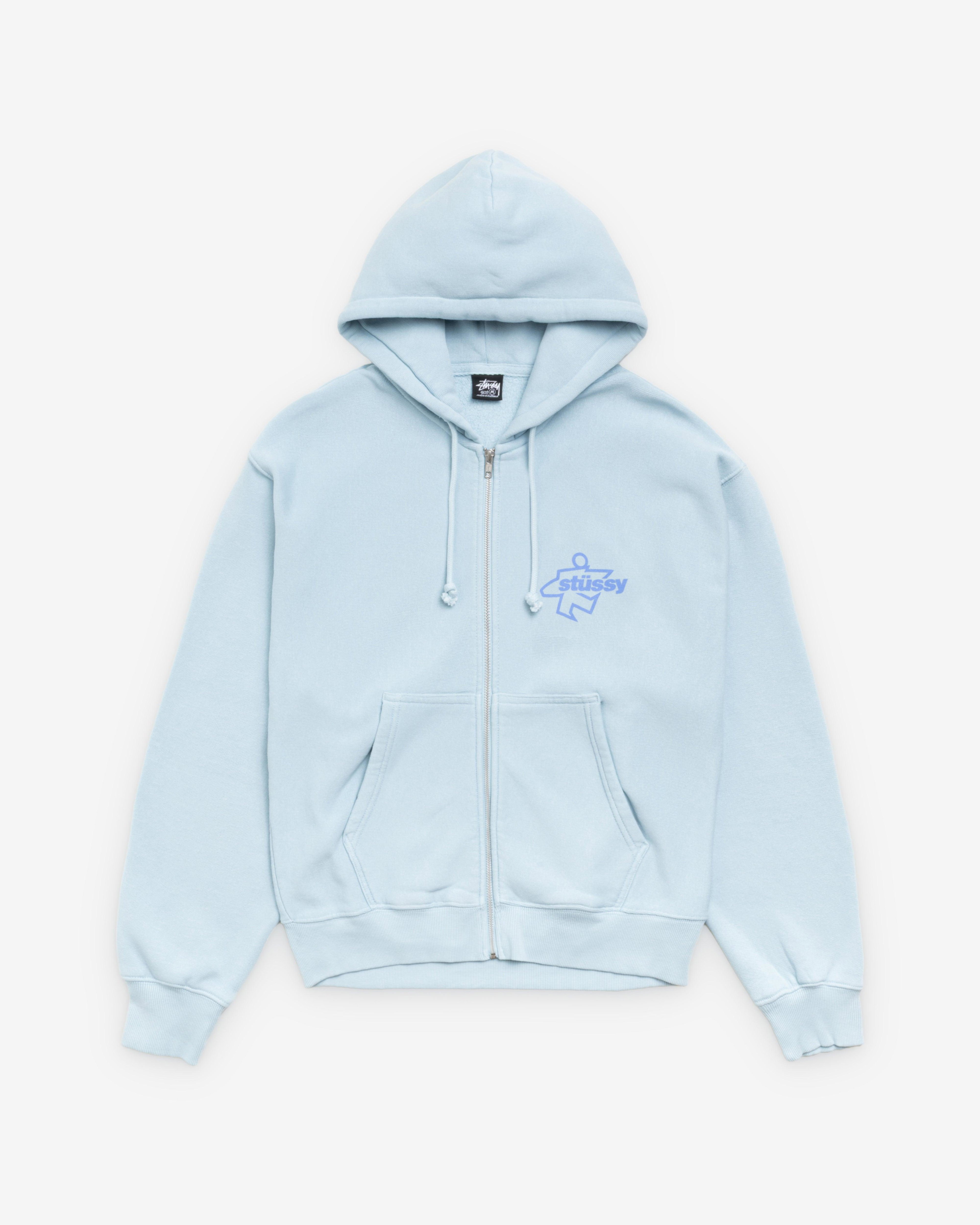 Stüssy - Men's Surf Size Garment Dyed Zip Hood - (Sky Blue) by STUSSY