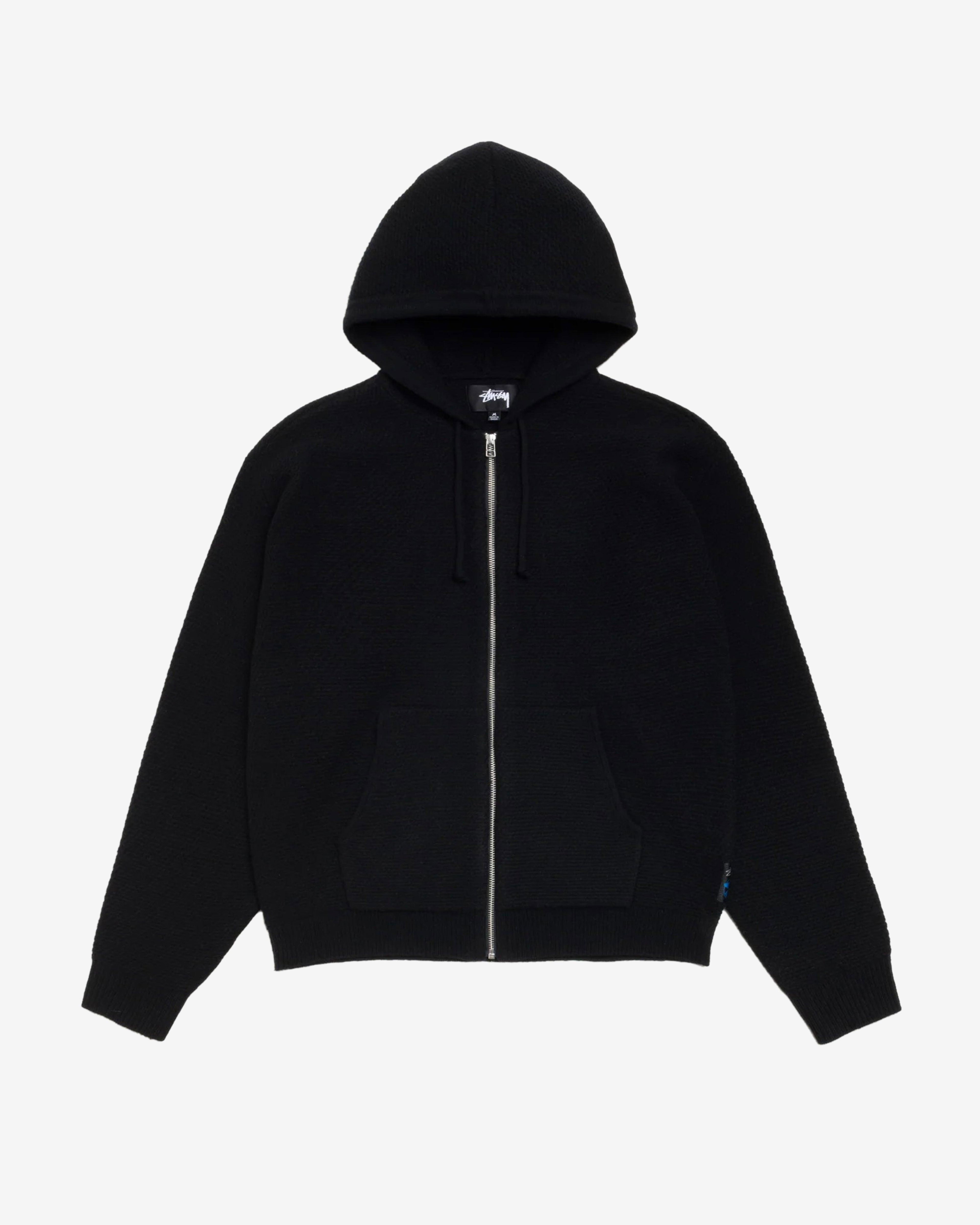 Stüssy - Men's Textured Zip Hooded Sweater - (Black) by STUSSY