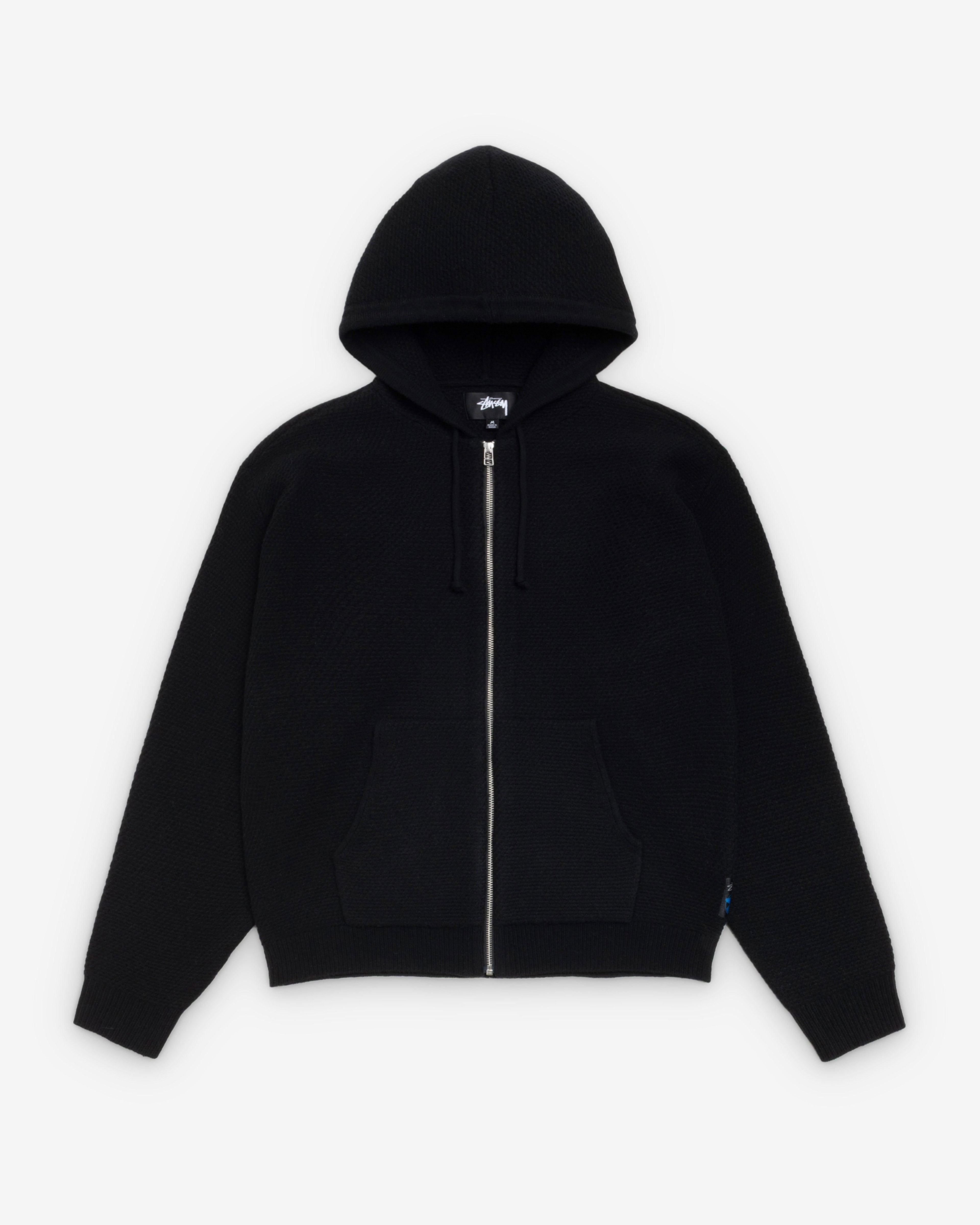 Stüssy  - Men's Textured Zip Hooded Sweater - (Black) by STUSSY