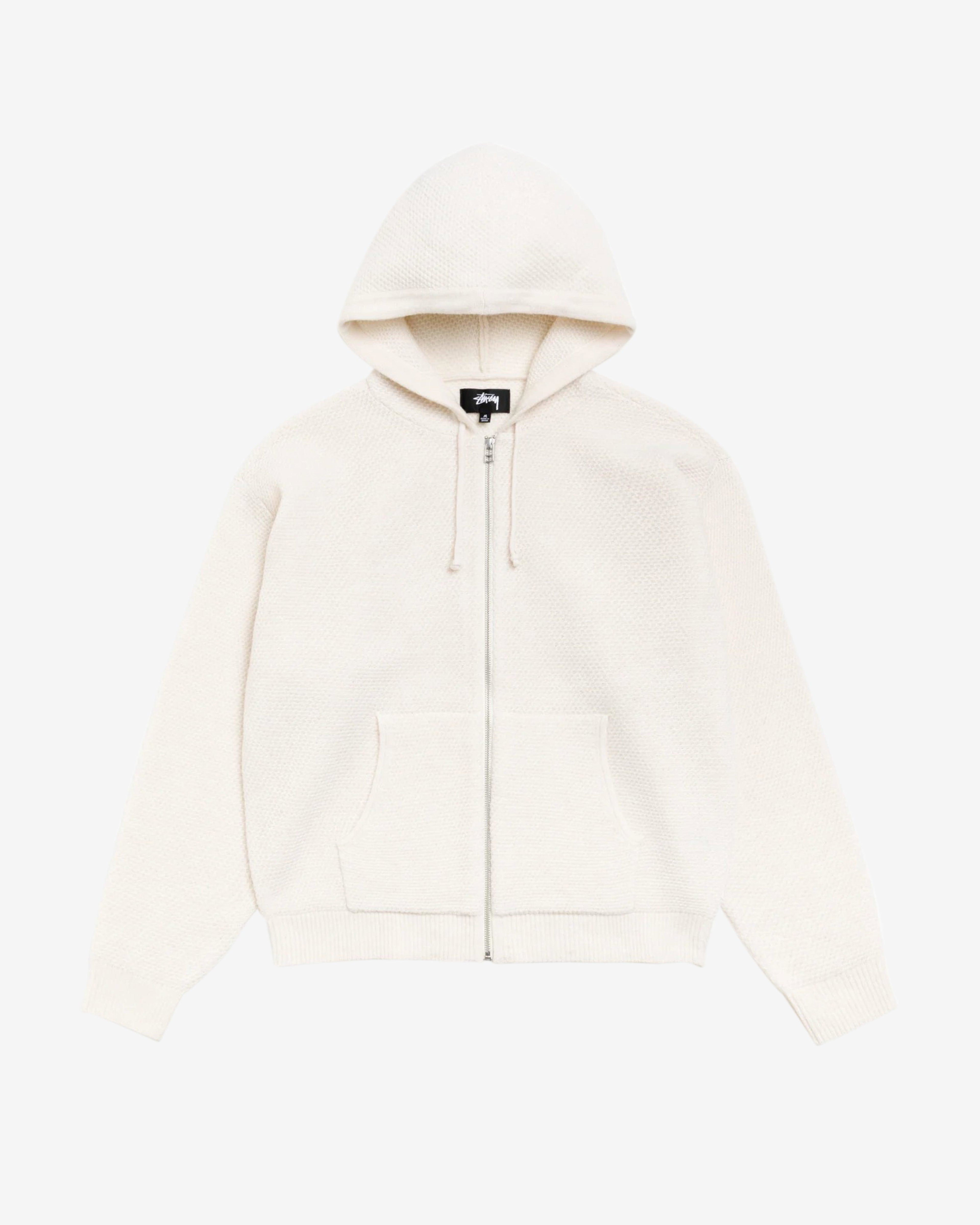 Stüssy - Men's Textured Zip Hooded Sweater - (Bone) by STUSSY