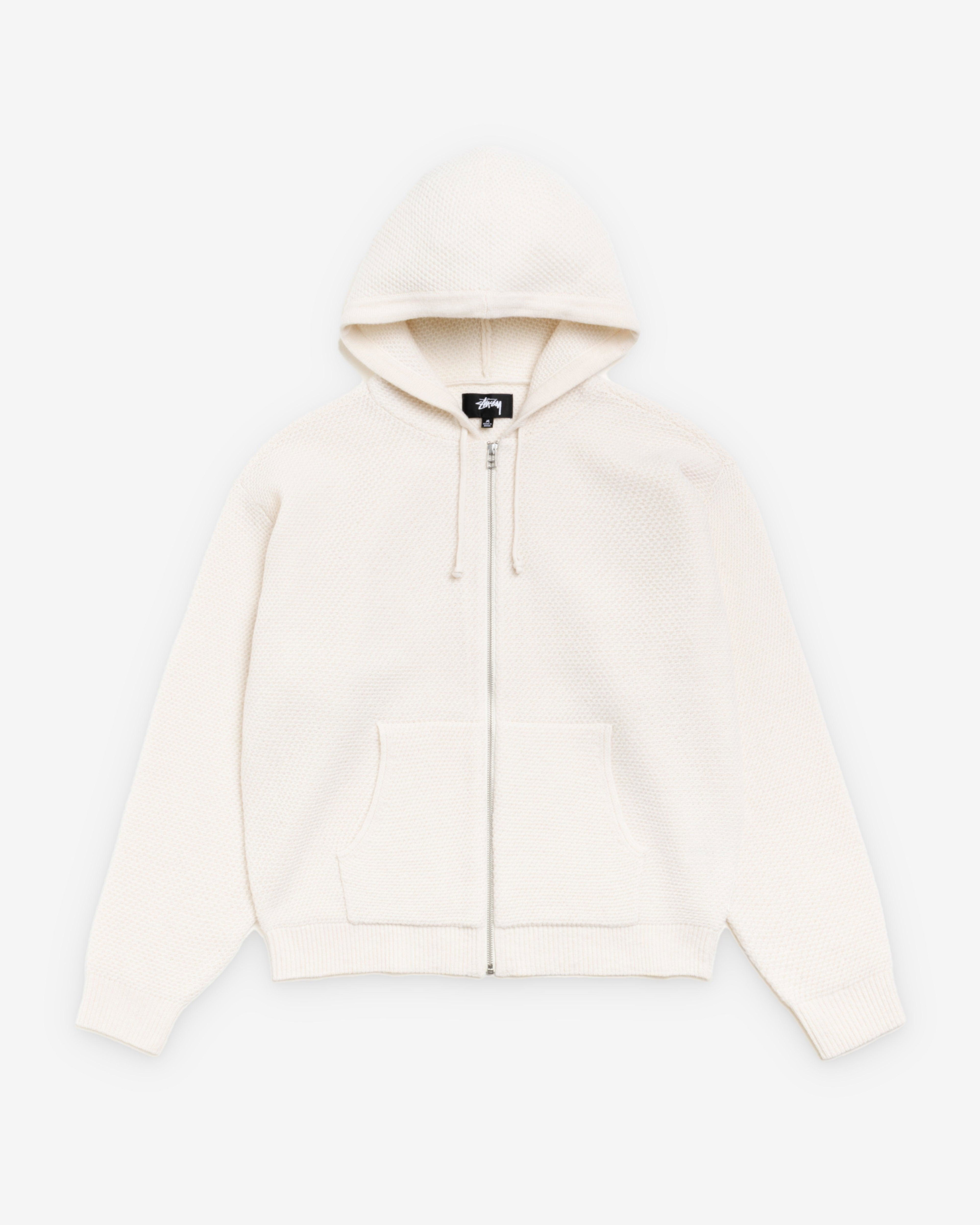 Stüssy  - Men's Textured Zip Hooded Sweater - (Bone) by STUSSY