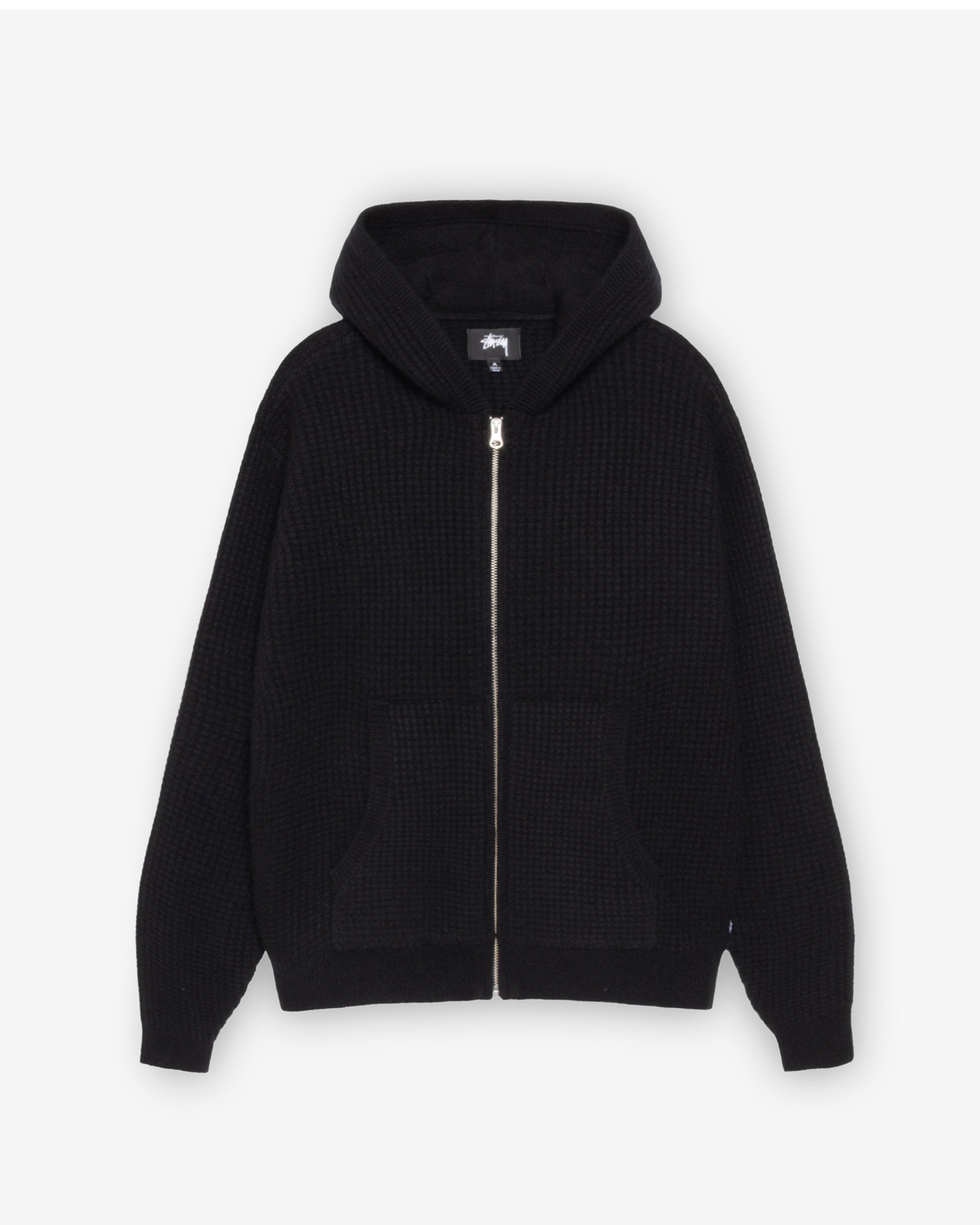 Stüssy - Men’s Waffle Cashmere Zip Hoodie - (Black) by STUSSY