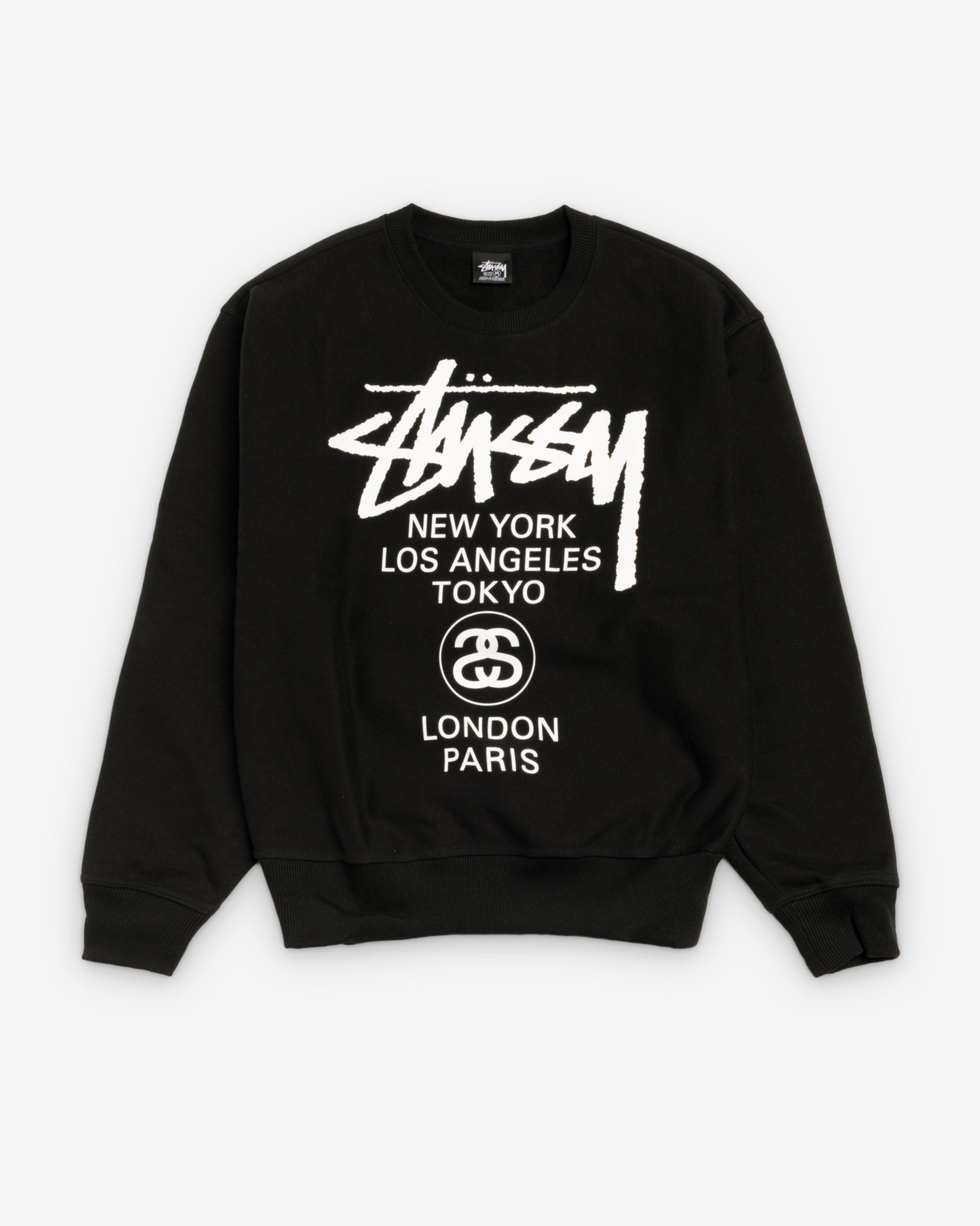 Stüssy - Men's World Tour Crewneck - (Black) by STUSSY