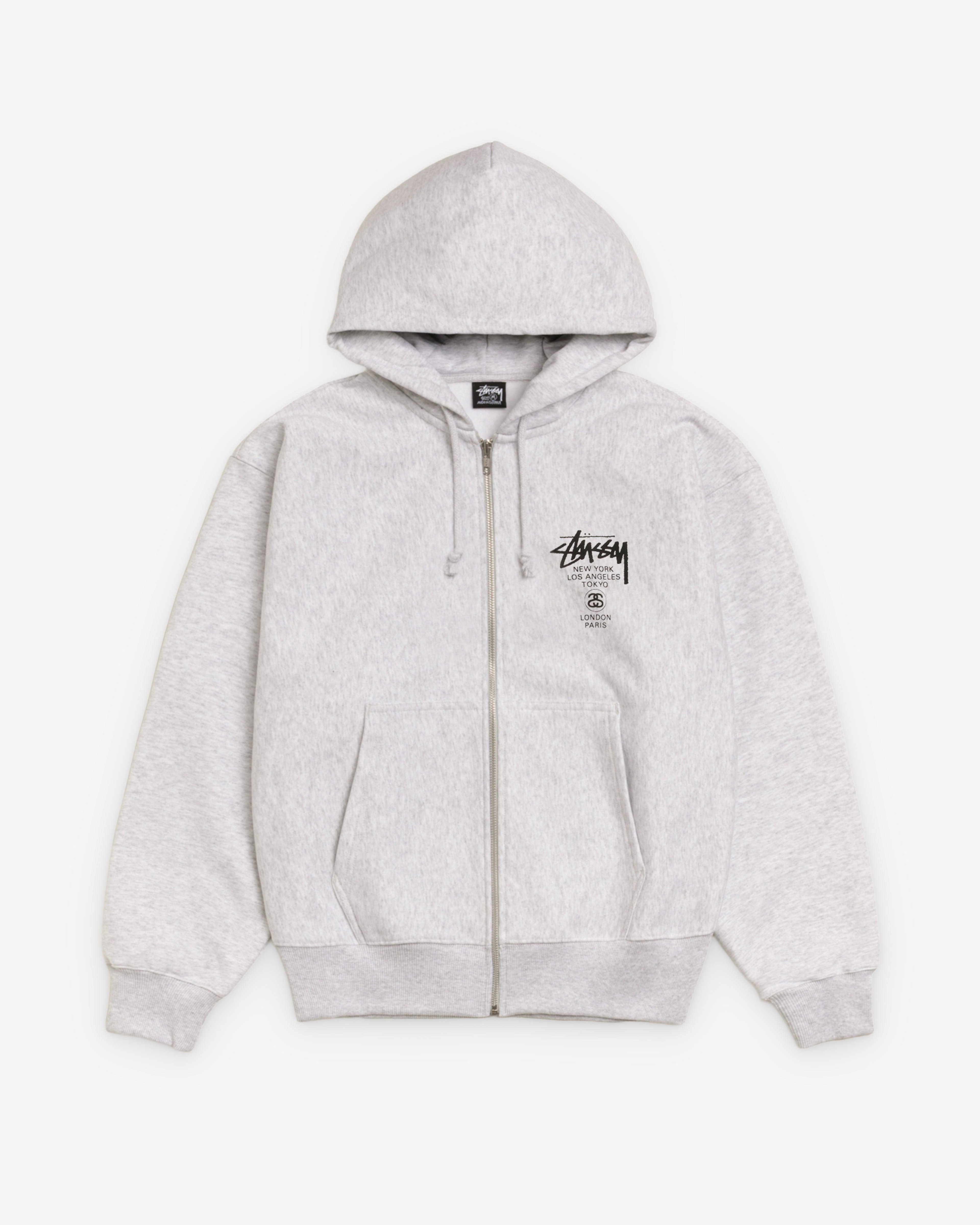 Stüssy - Men's World Tour Zip Hood - (Ash Heather) by STUSSY