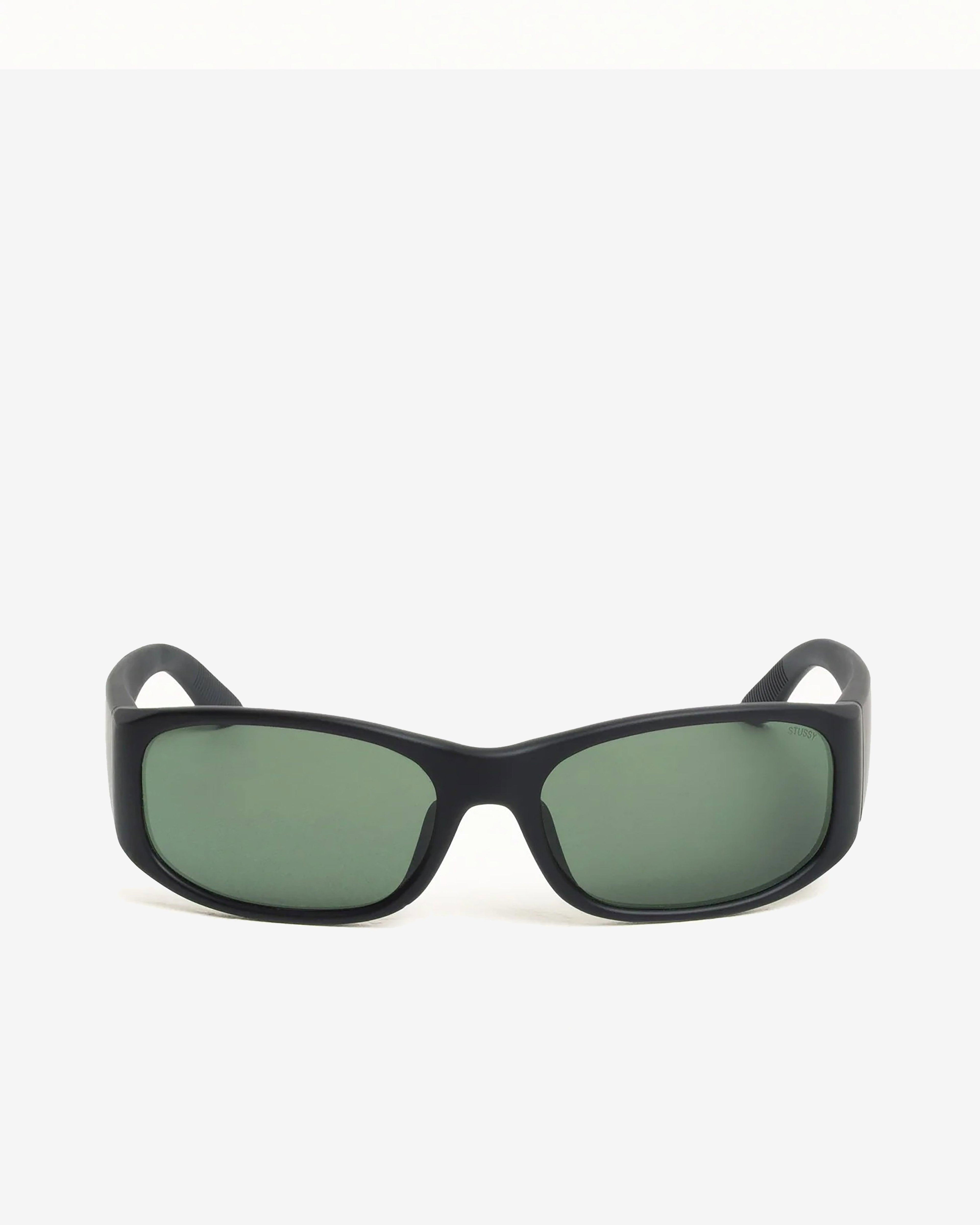 Stüssy - Mikey Sunglasses - (Rubber Black/Dark Green Lens) by STUSSY