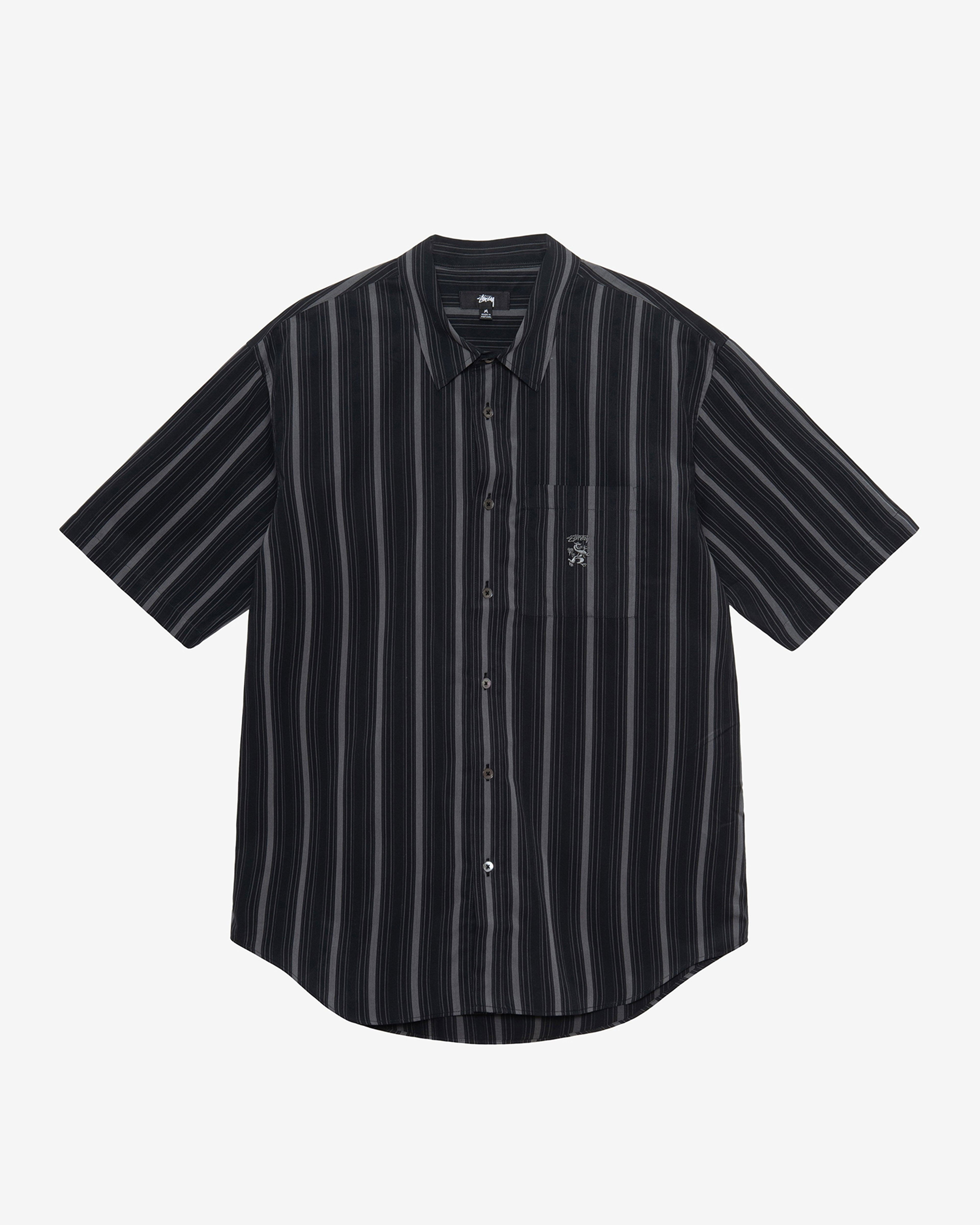Stussy - Men's Boxy Short Sleeve Shirt Stripe - (Black) by STUSSY