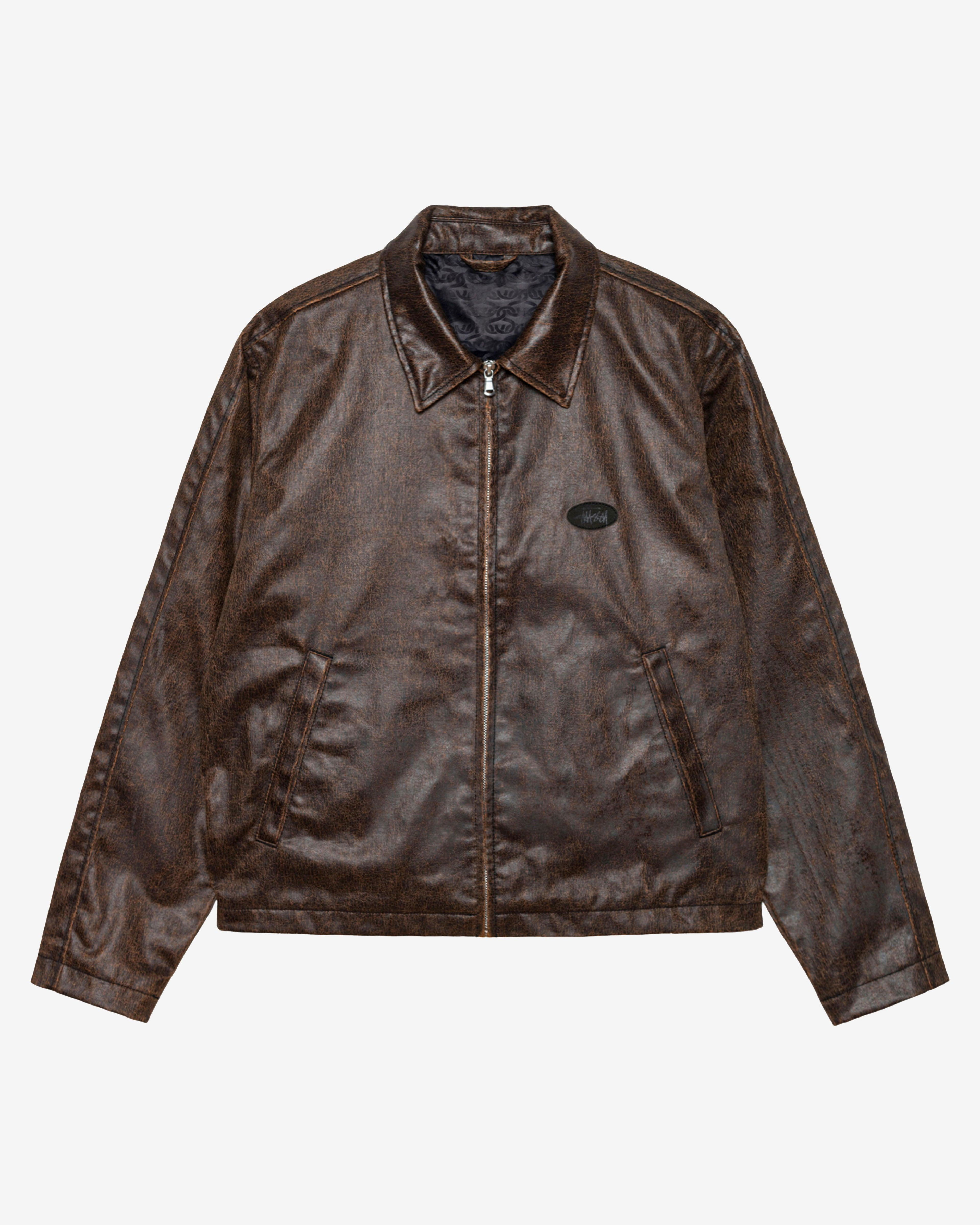 Stussy - Men's Club Jacket Coated Cotton - (Dark Brown) by STUSSY