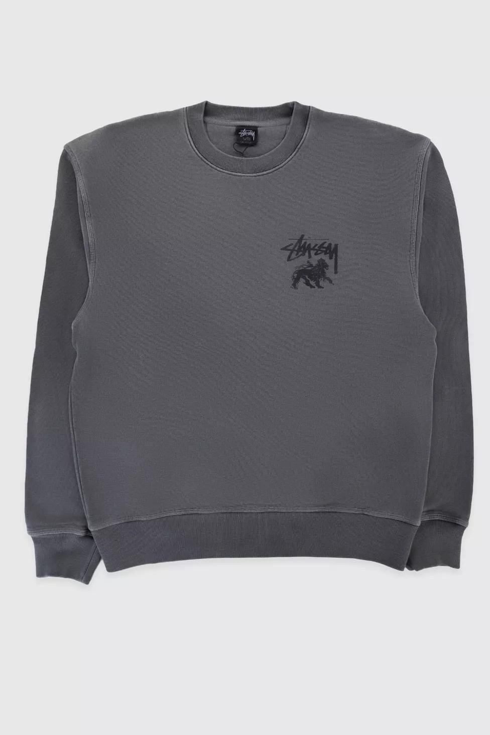 Stussy Rasta Lion Pigment Dyed Crewneck Sweatshirt by STUSSY