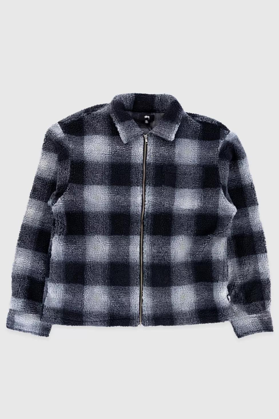 Stussy Zip Sherpa Shadow Plaid Jacket by STUSSY