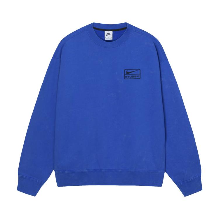 Stussy x Nike Acid Wash Fleece Crew 'Blue' by STUSSY | jellibeans