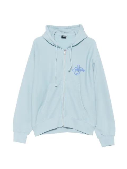 garment-dyed logo-print zip-up  hoodie by STUSSY
