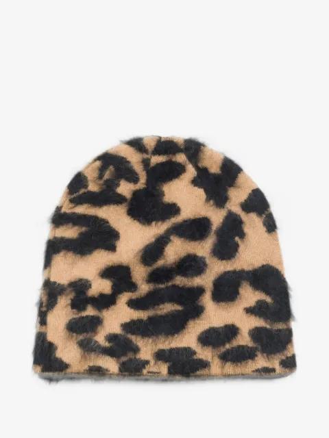 leopard-print cashmere beanie hat by STUSSY
