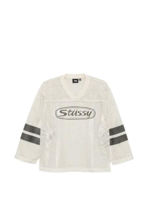 logo-print mesh T-shirt by STUSSY