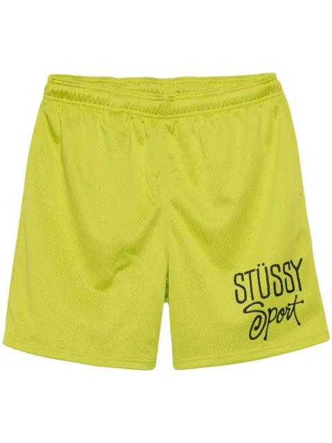 logo-print mesh track shorts by STUSSY