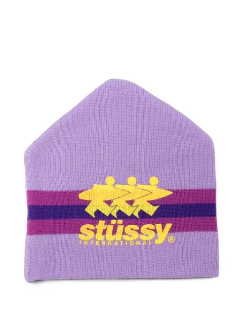 logo-print striped beanie hat by STUSSY