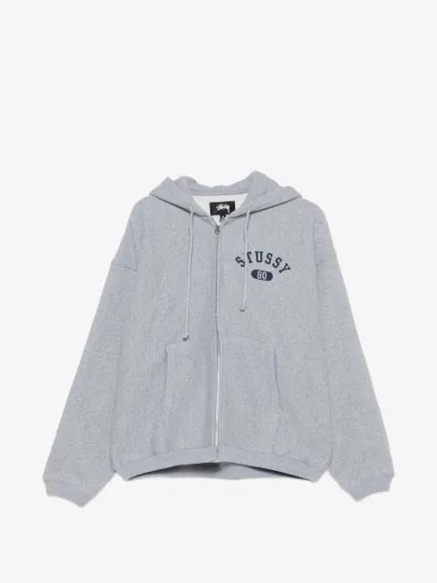 logo-print zip-up hoodie by STUSSY