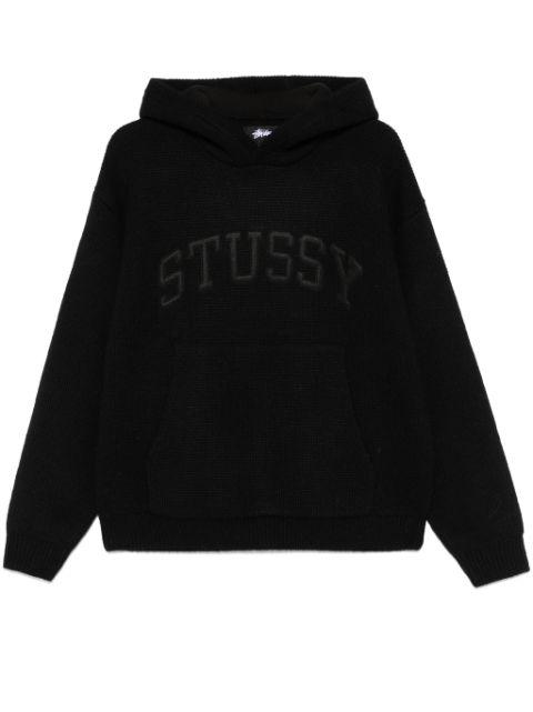 patch knitted hoodie by STUSSY