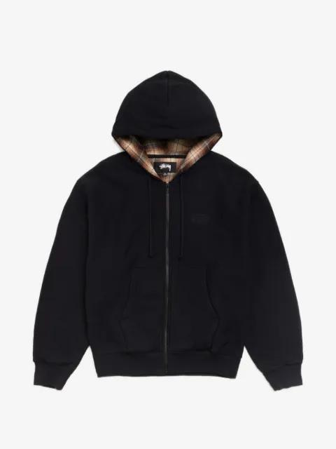 plaid-lined logo-embroidered hoodie by STUSSY