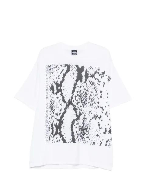 snakeskin-print T-shirt by STUSSY