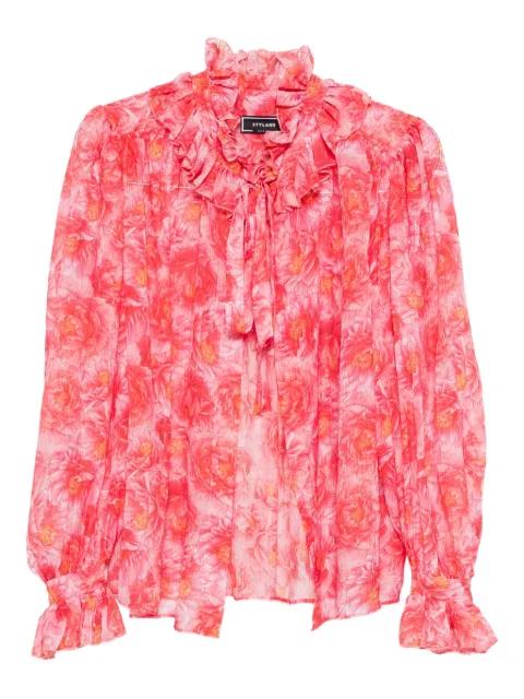 floral-print ruffled blouse by STYLAND
