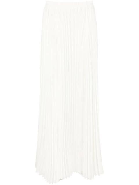high-waist pleated midi skirt by STYLAND