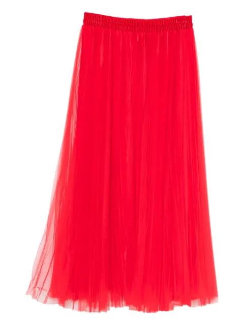 pleated-tulle midi skirt by STYLAND