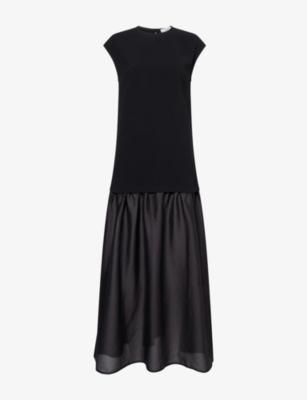 Barnie Contrast-Layer Woven Maxi Dress by STYLEIN