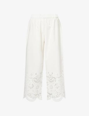 Jamie Embroidered Cotton-Blend Trousers by STYLEIN