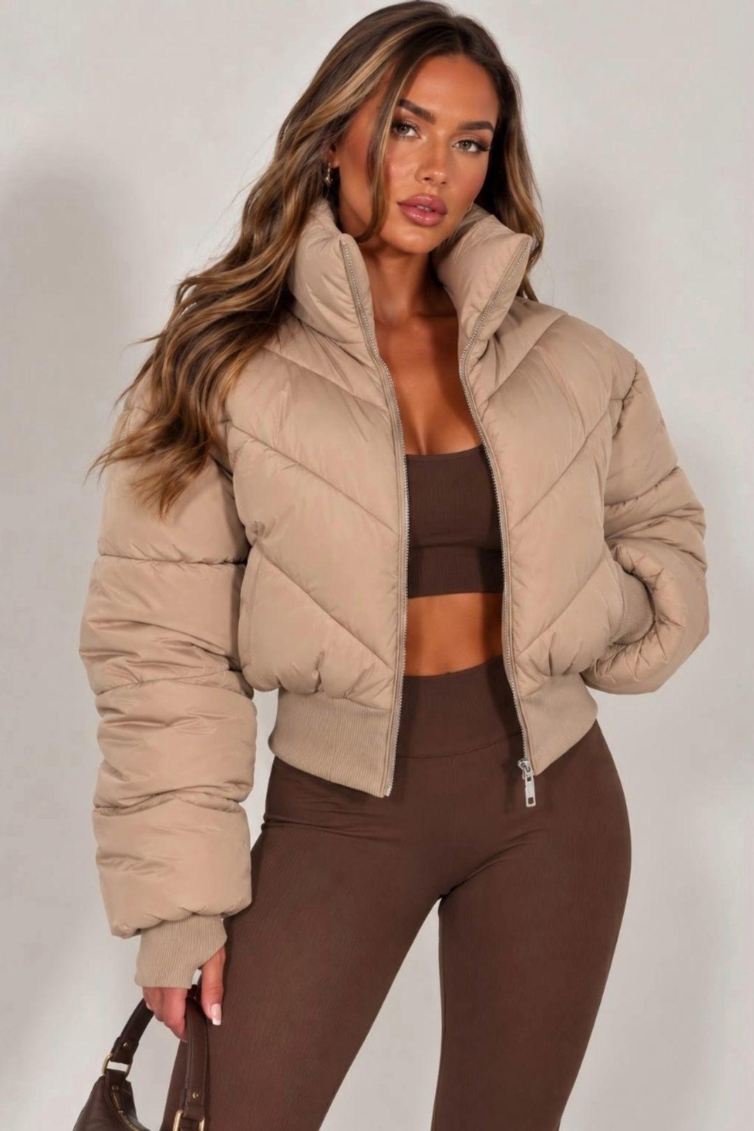 Chevron Quilted - Cropped Fit - Puffer Jacket by STYLEWISE