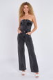 Cross Patch Bandeau Denim Jumpsuit by STYLEWISE Cross Patch Bandeau Denim Jumpsuit by STYLEWISE